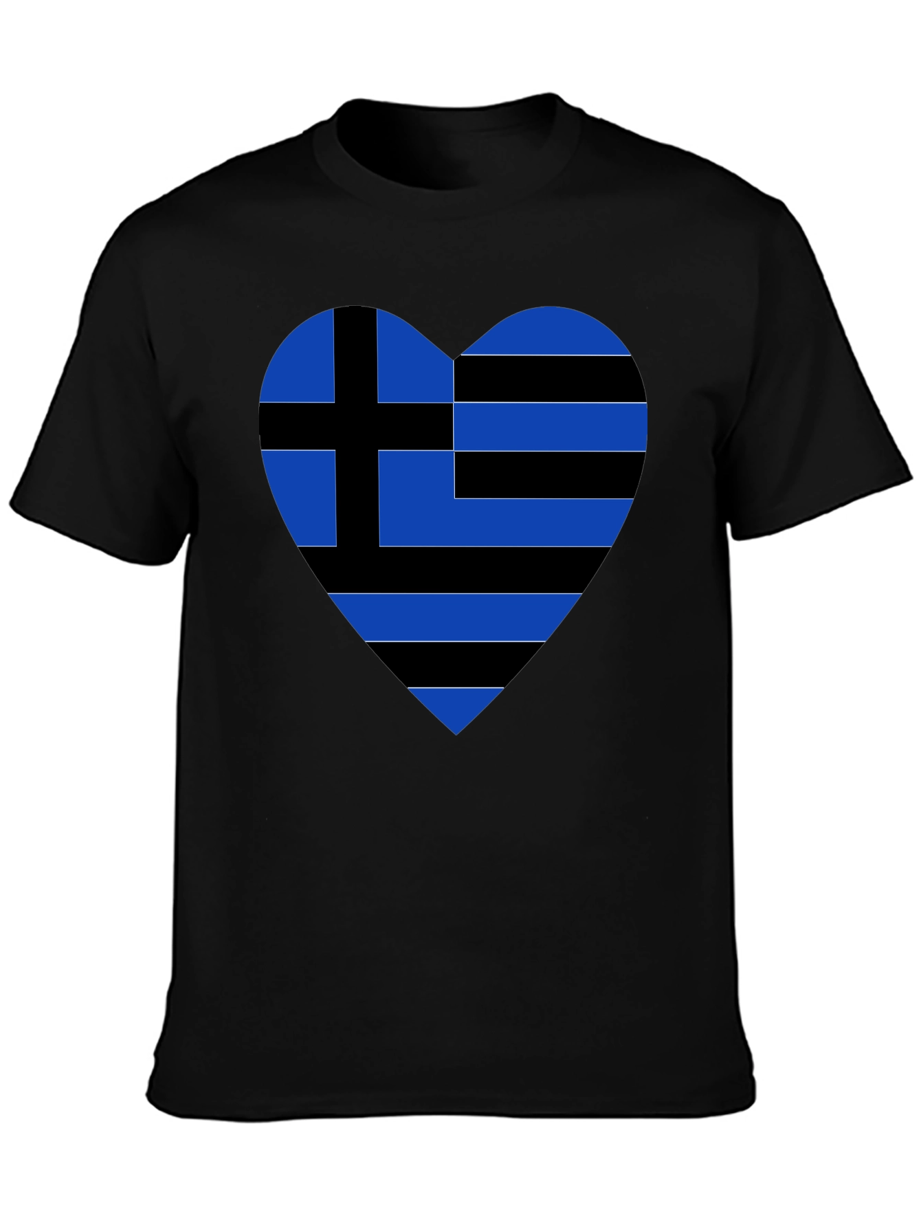 Greek Heart Flag Black T-Shirt