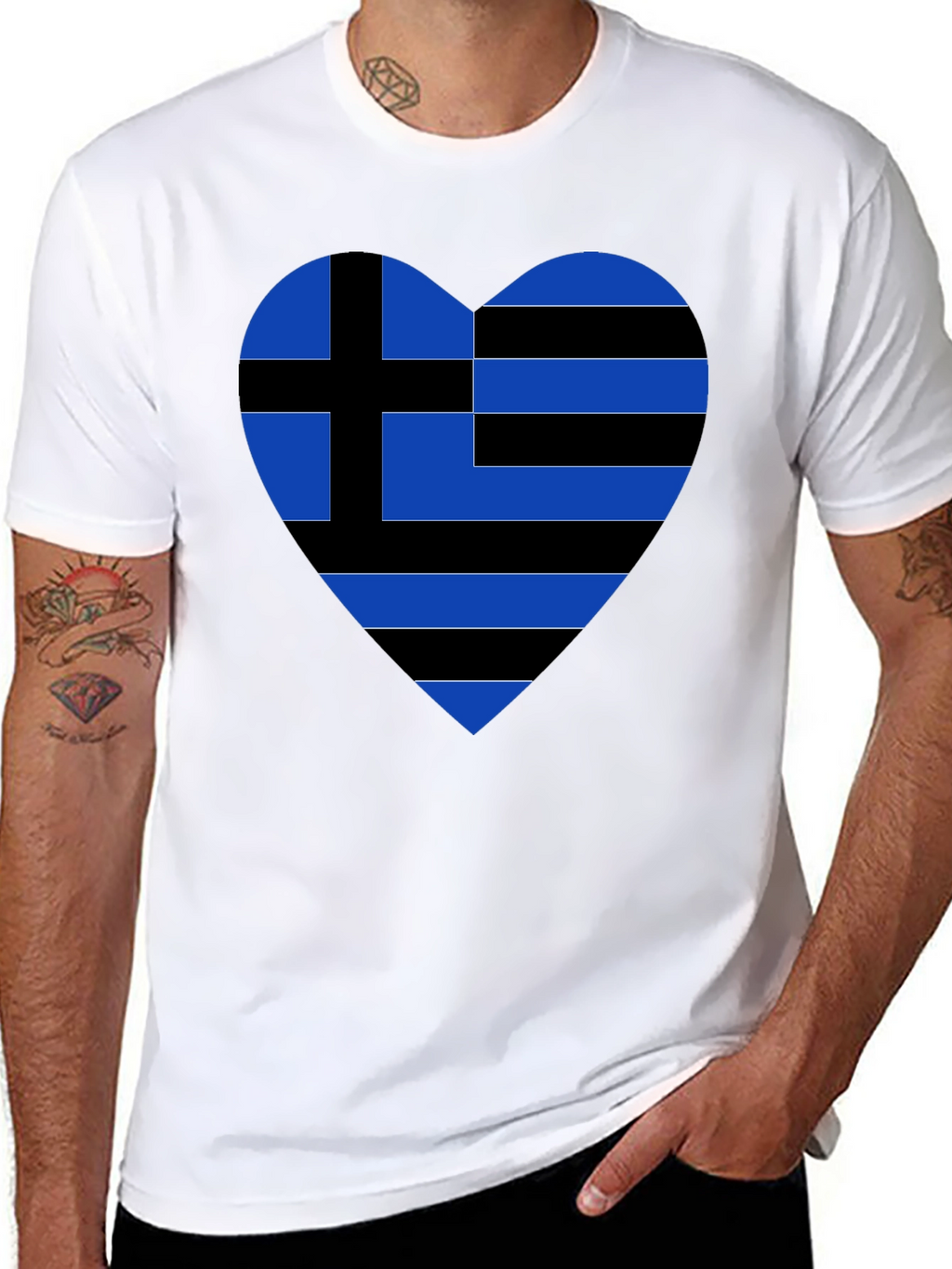 Greek Heart Flag Black T-Shirt