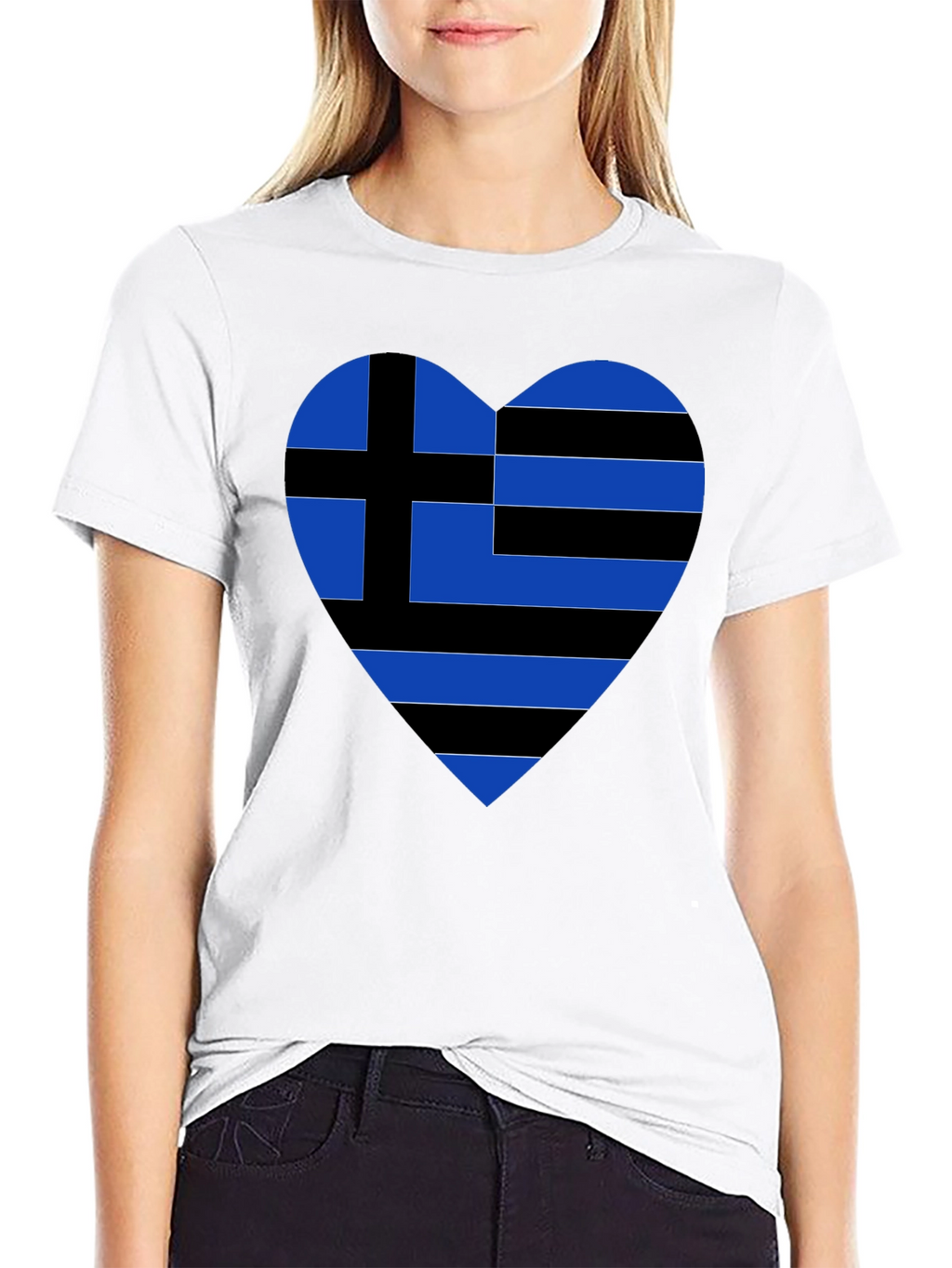 Greek Heart Flag Black T-Shirt