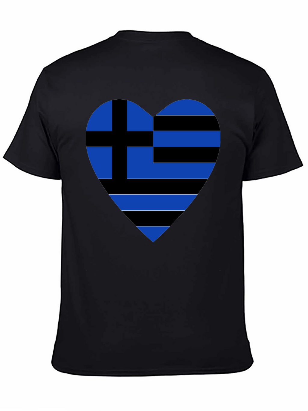 Greek Heart Flag Black T-Shirt