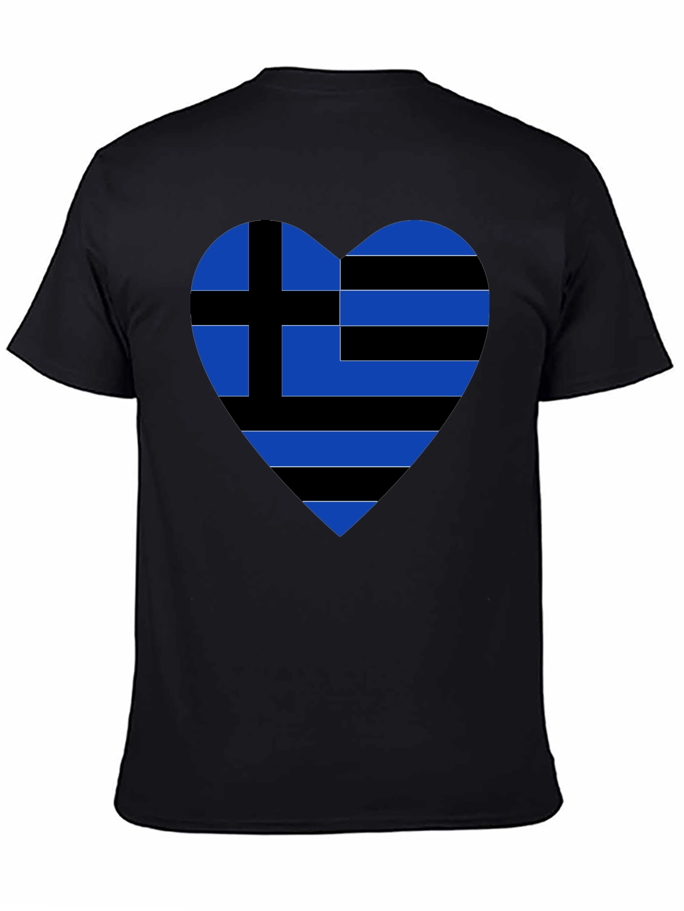 Greek Heart Flag Black T-Shirt