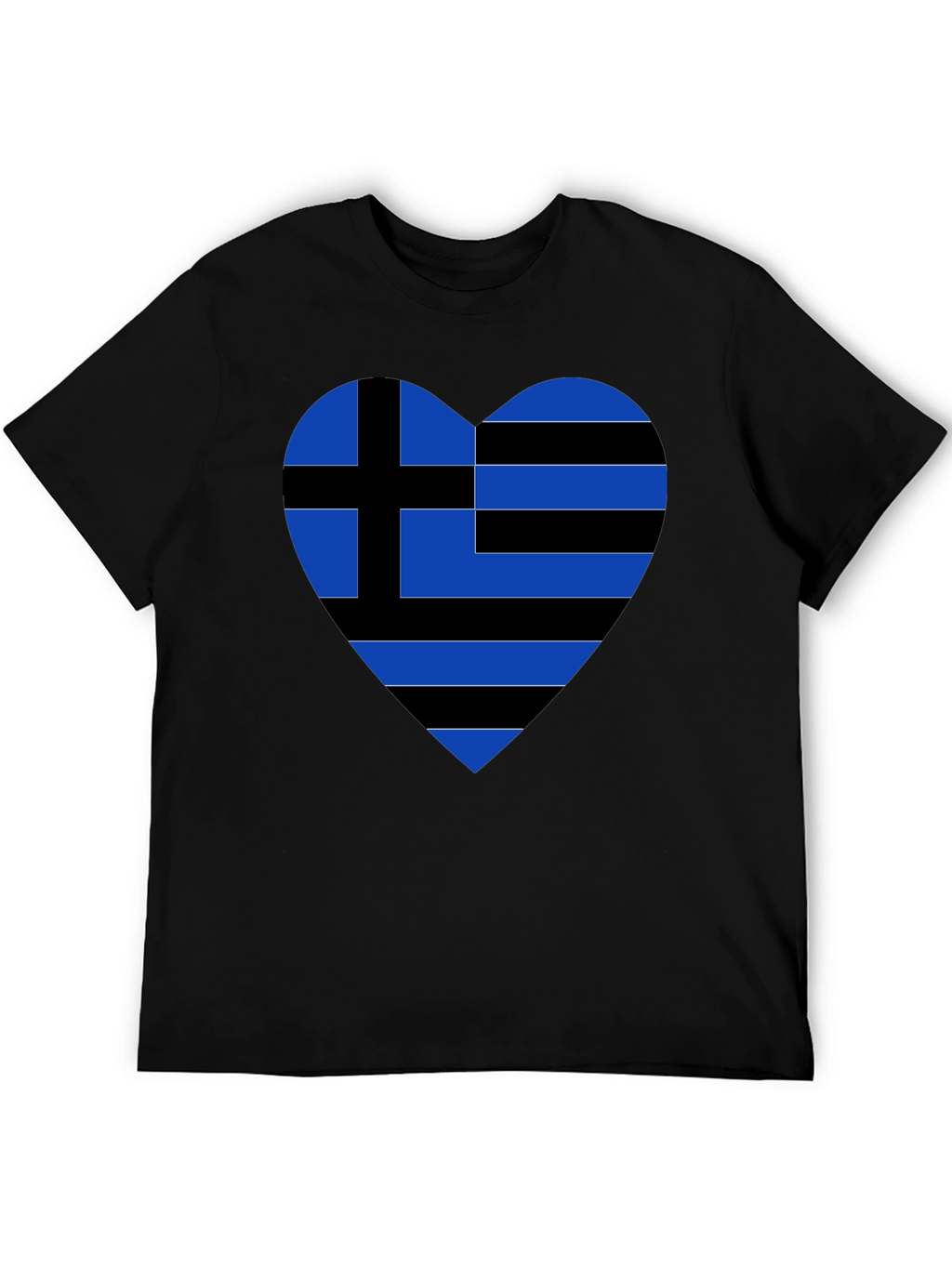 Greek Heart Flag Black T-Shirt