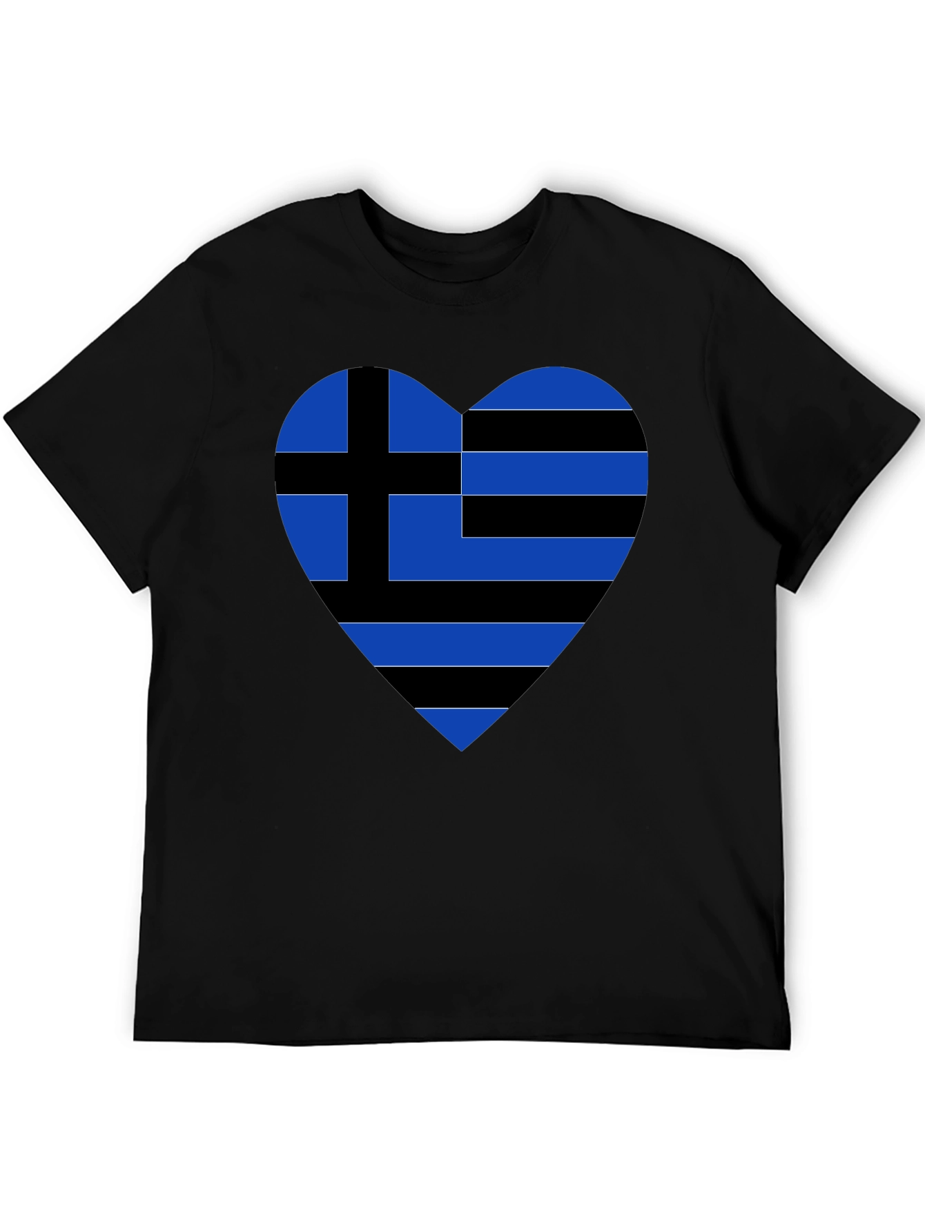 Greek Heart Flag Black T-Shirt
