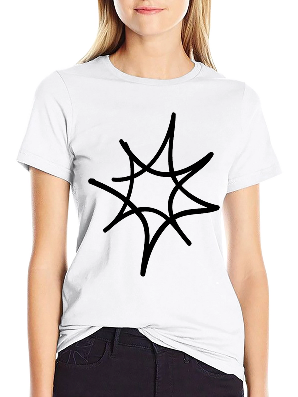 Abstract Starburst Graphic Tee - Black Cotton Comfort