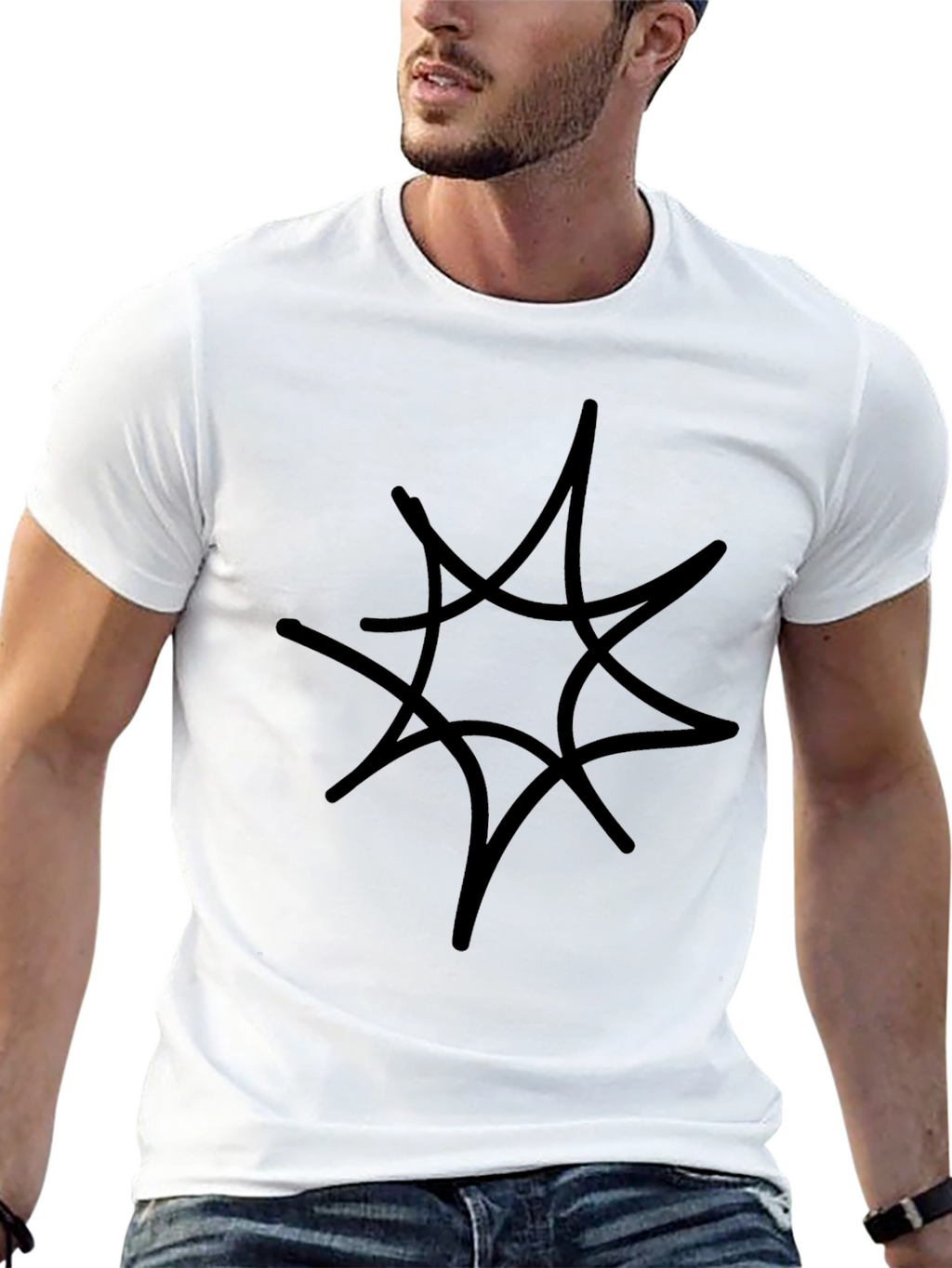 Abstract Starburst Graphic Tee - Black Cotton Comfort