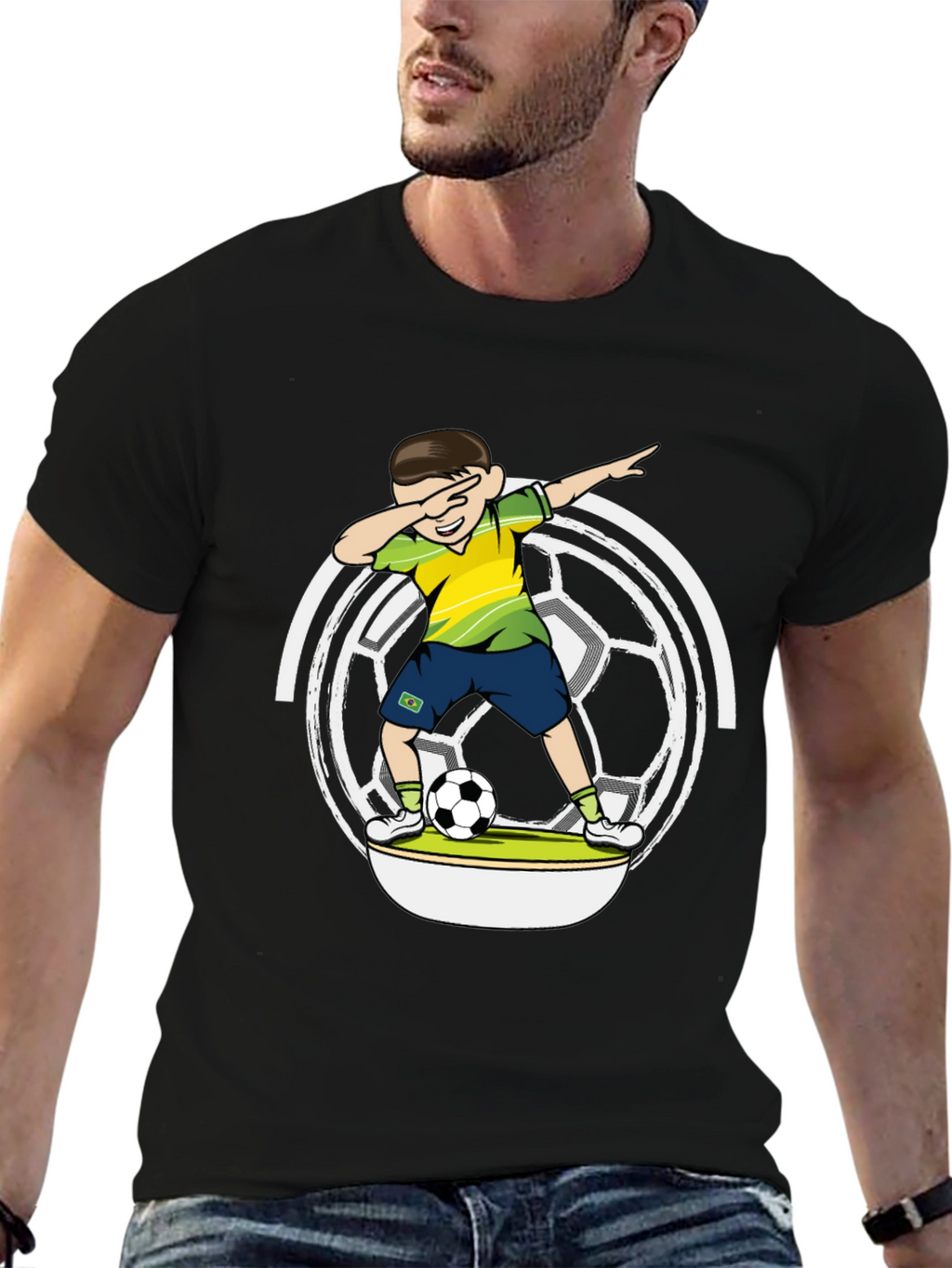 Dabbing Soccer Boy Black T-Shirt