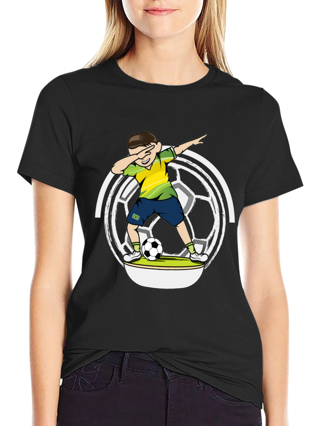 Dabbing Soccer Boy Black T-Shirt
