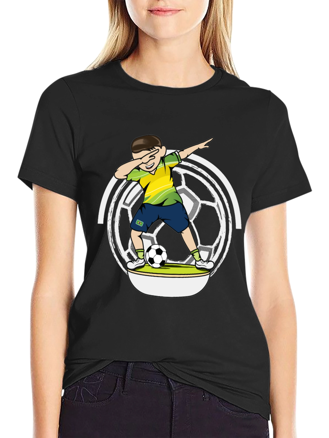 Dabbing Soccer Boy Black T-Shirt