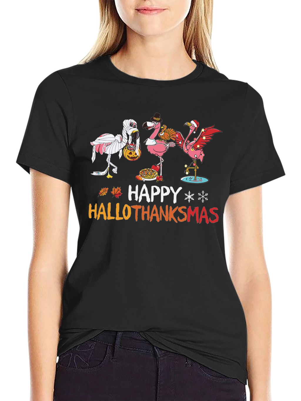 Happy Hallothanksmas Flamingo T-Shirt