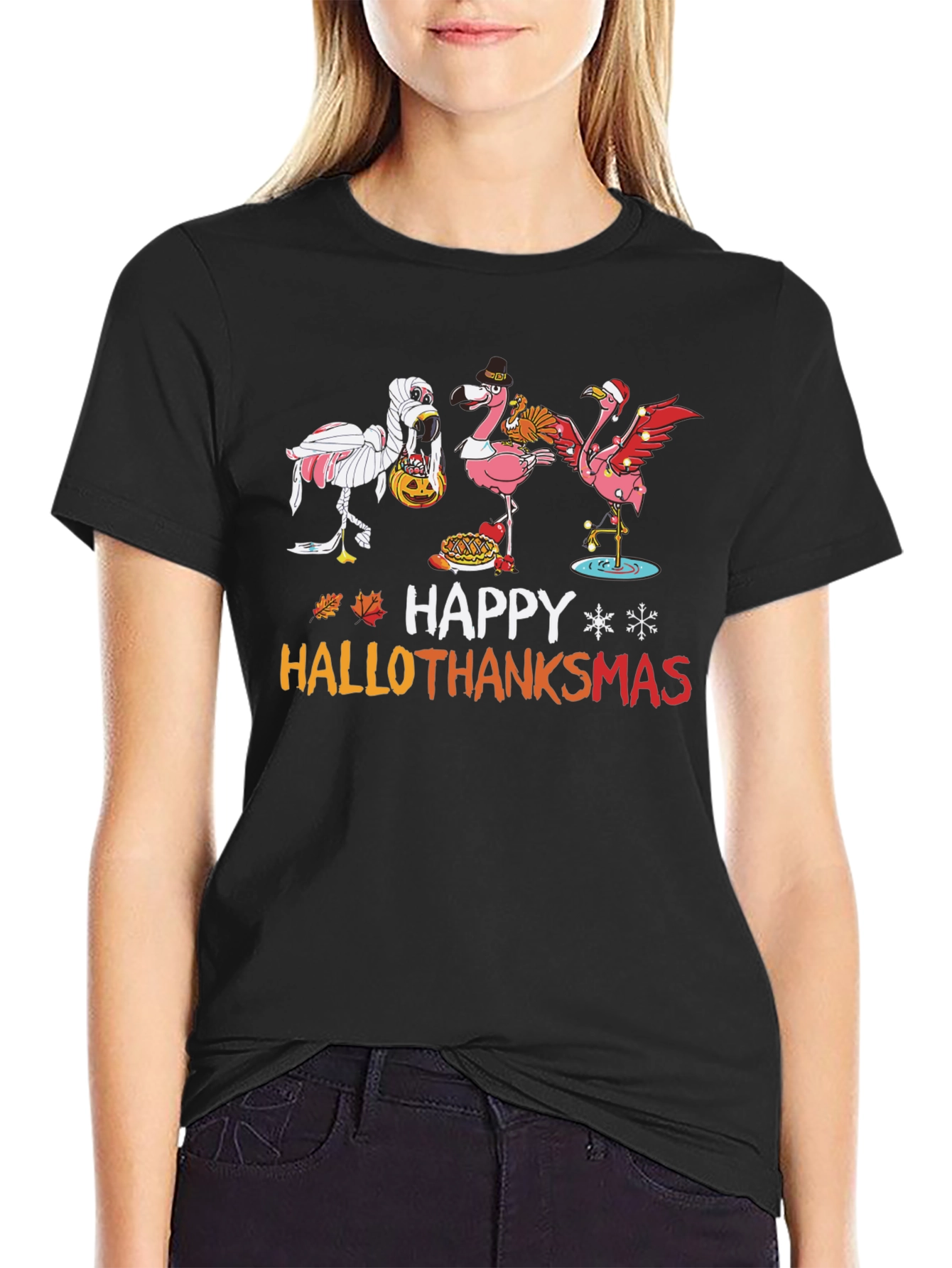 Happy Hallothanksmas Flamingo T-Shirt