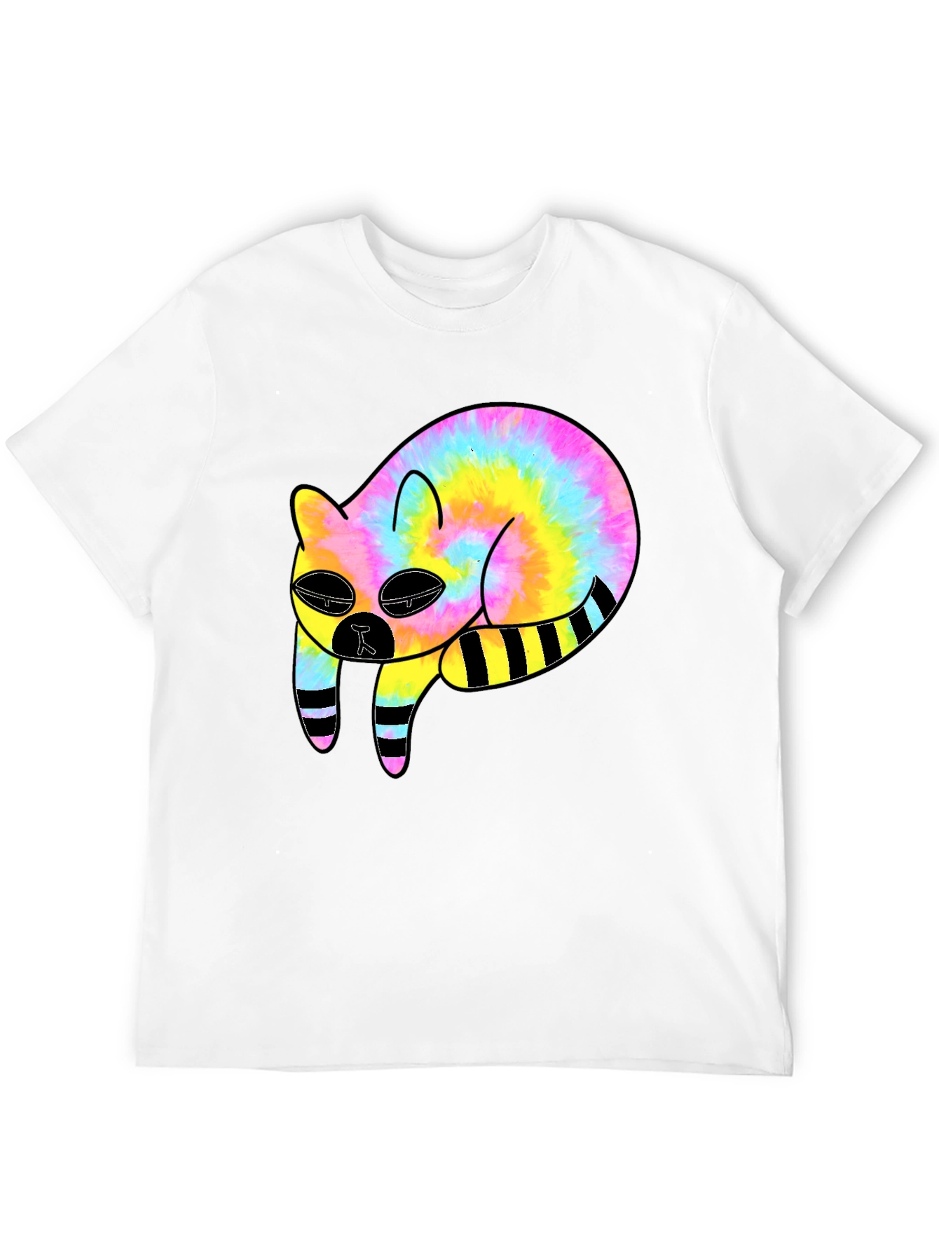 Tie-Dye Cat Graphic Black T-Shirt