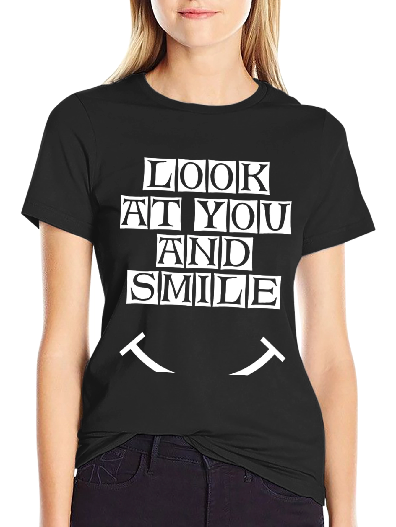 Look At You And Smile Graphic Tee - Mens Black T-Shirt