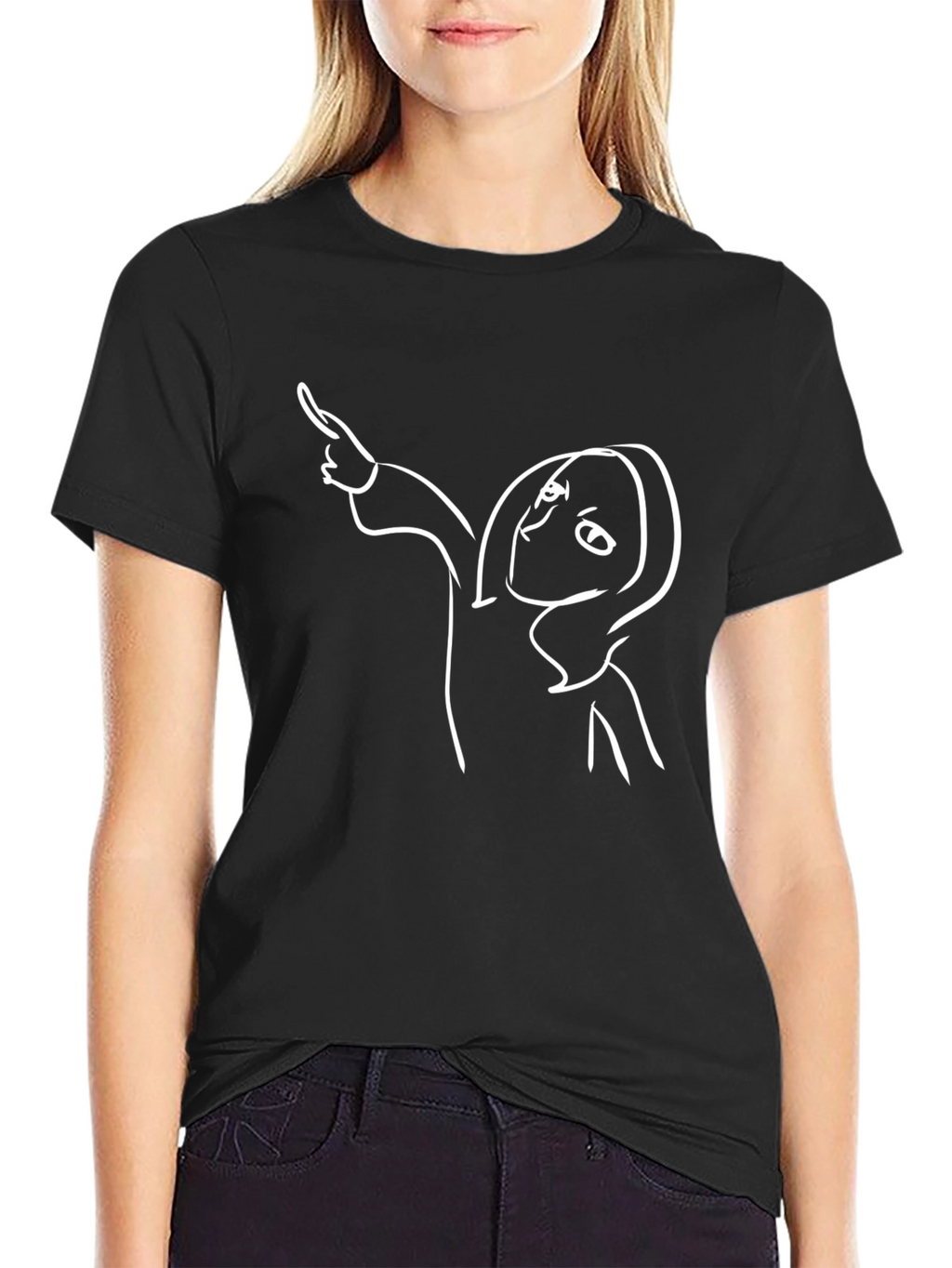 Abstract Line Art Graphic Tee - Black Cotton T-Shirt