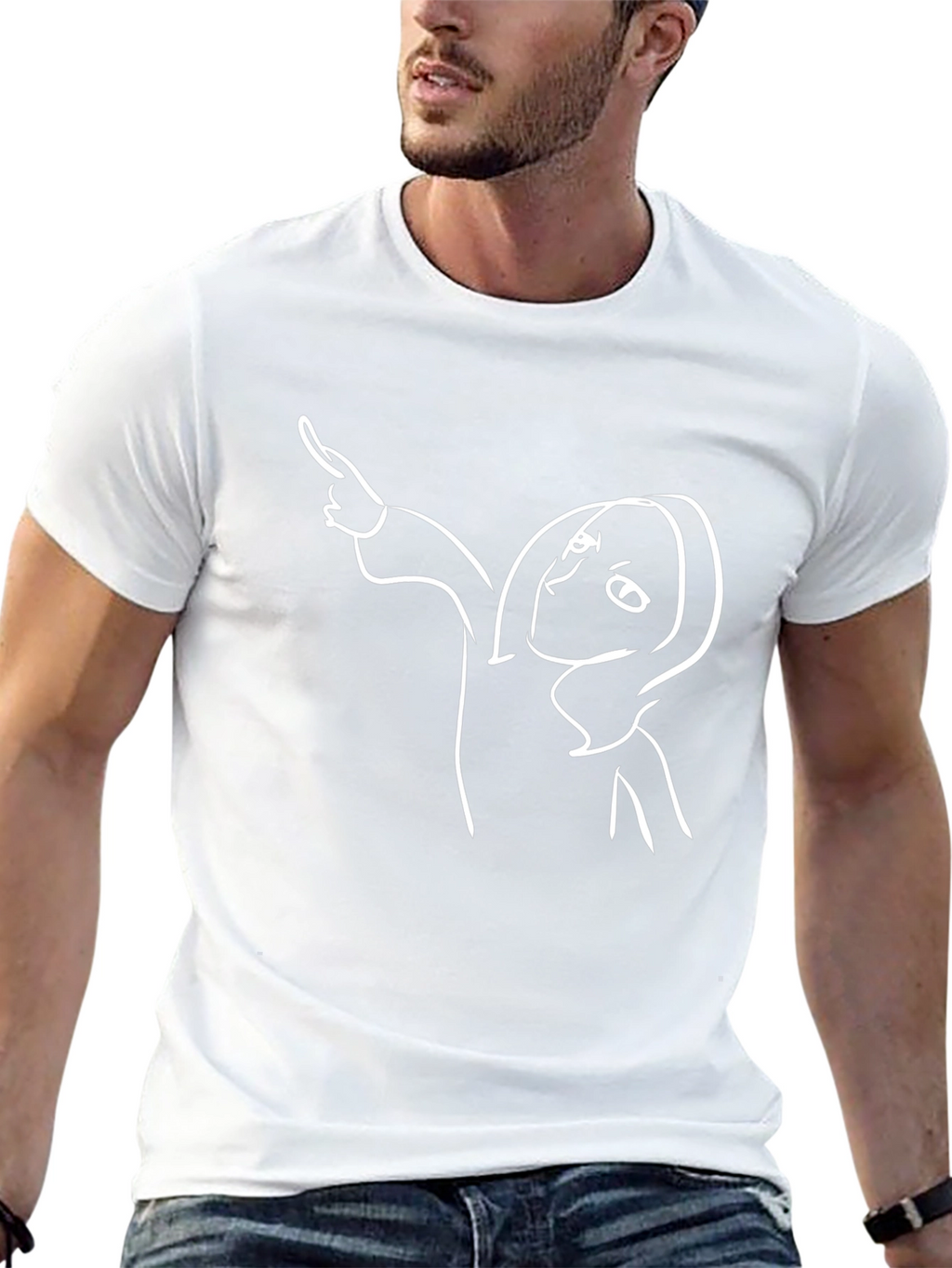 Abstract Line Art Graphic Tee - Black Cotton T-Shirt