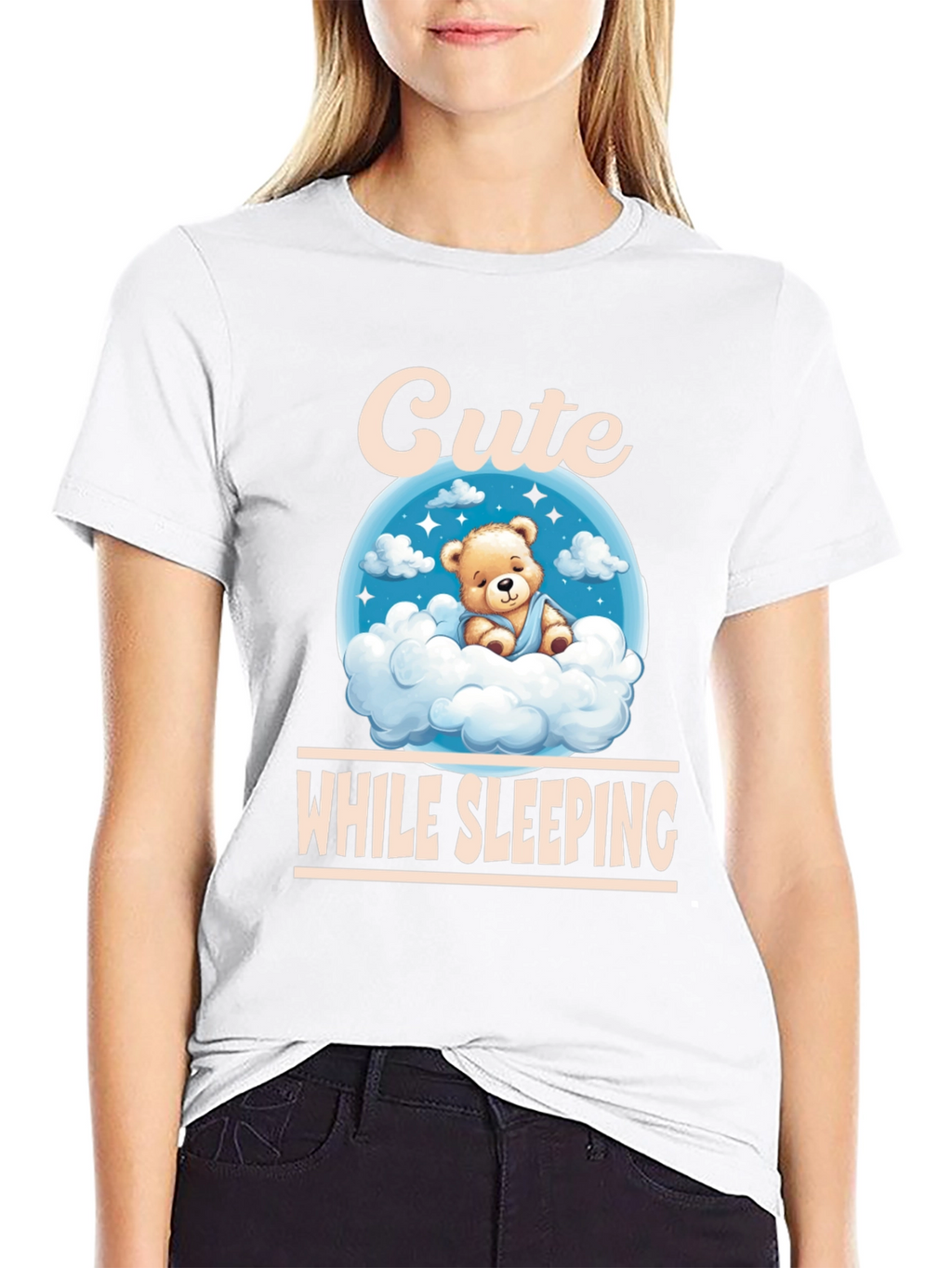 Cute While Sleeping Black T-Shirt