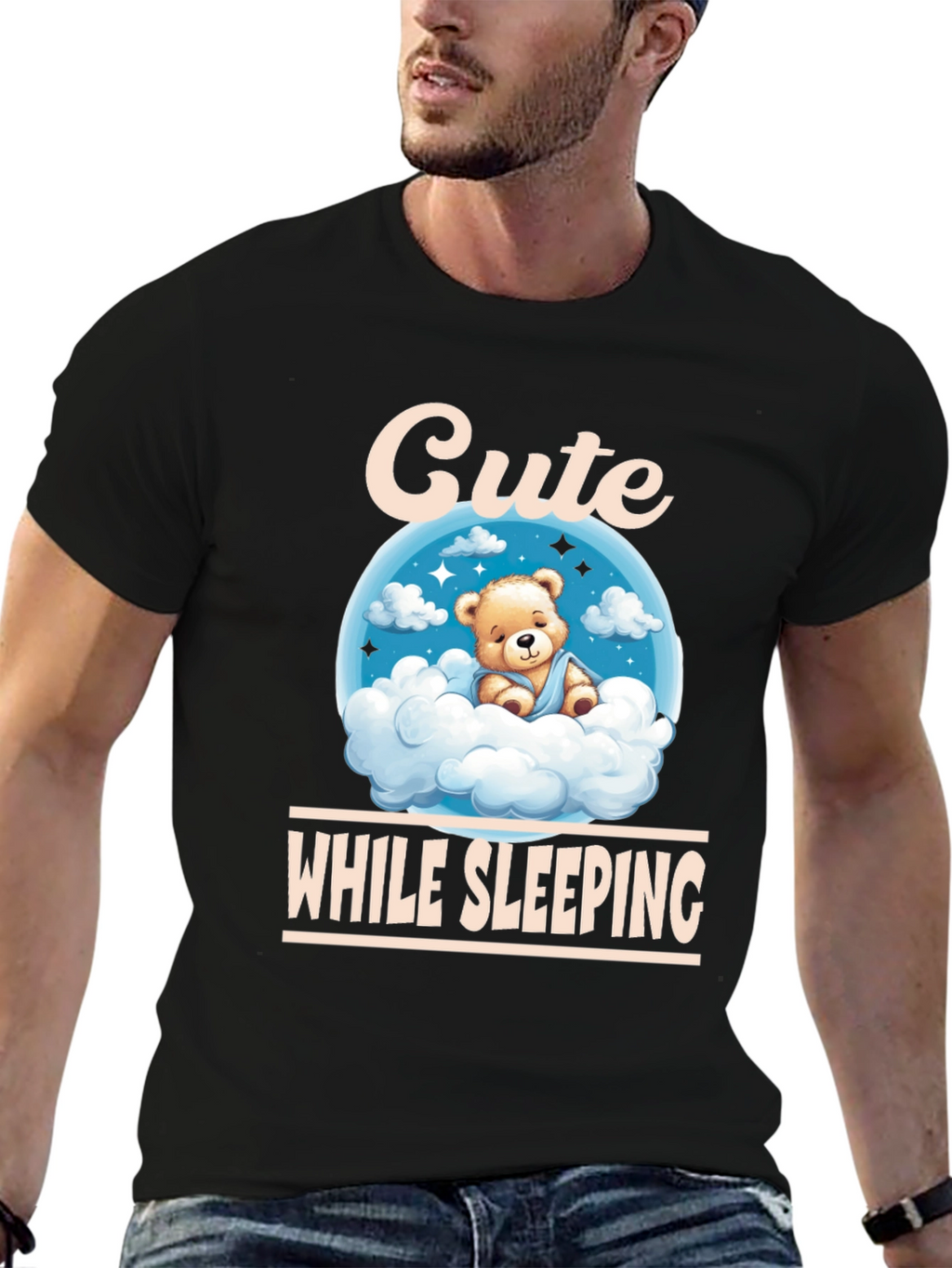 Cute While Sleeping Black T-Shirt