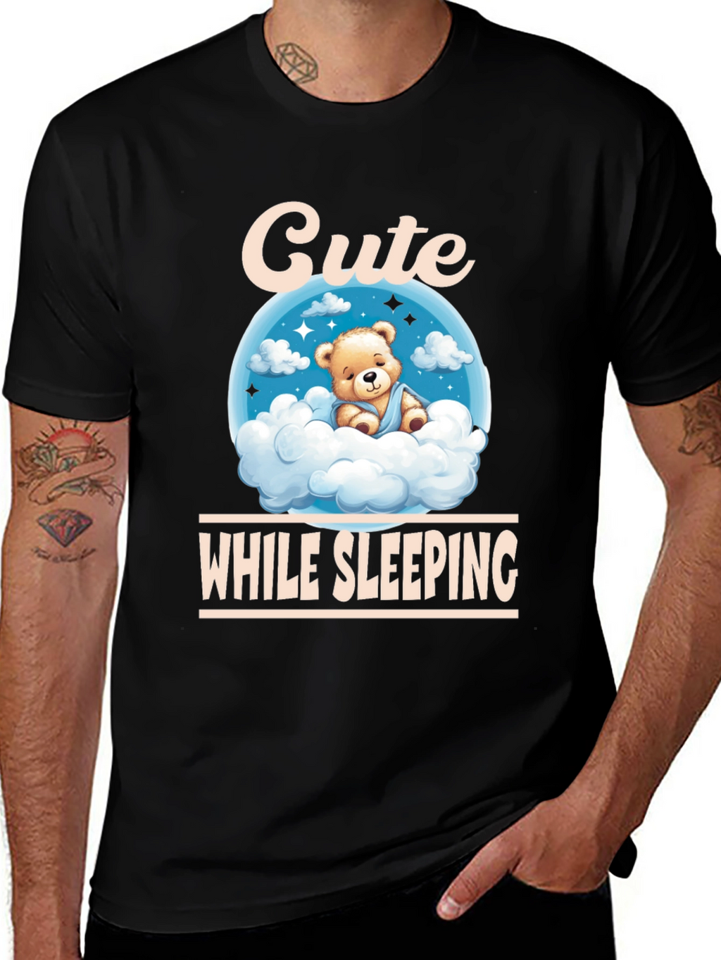 Cute While Sleeping Black T-Shirt