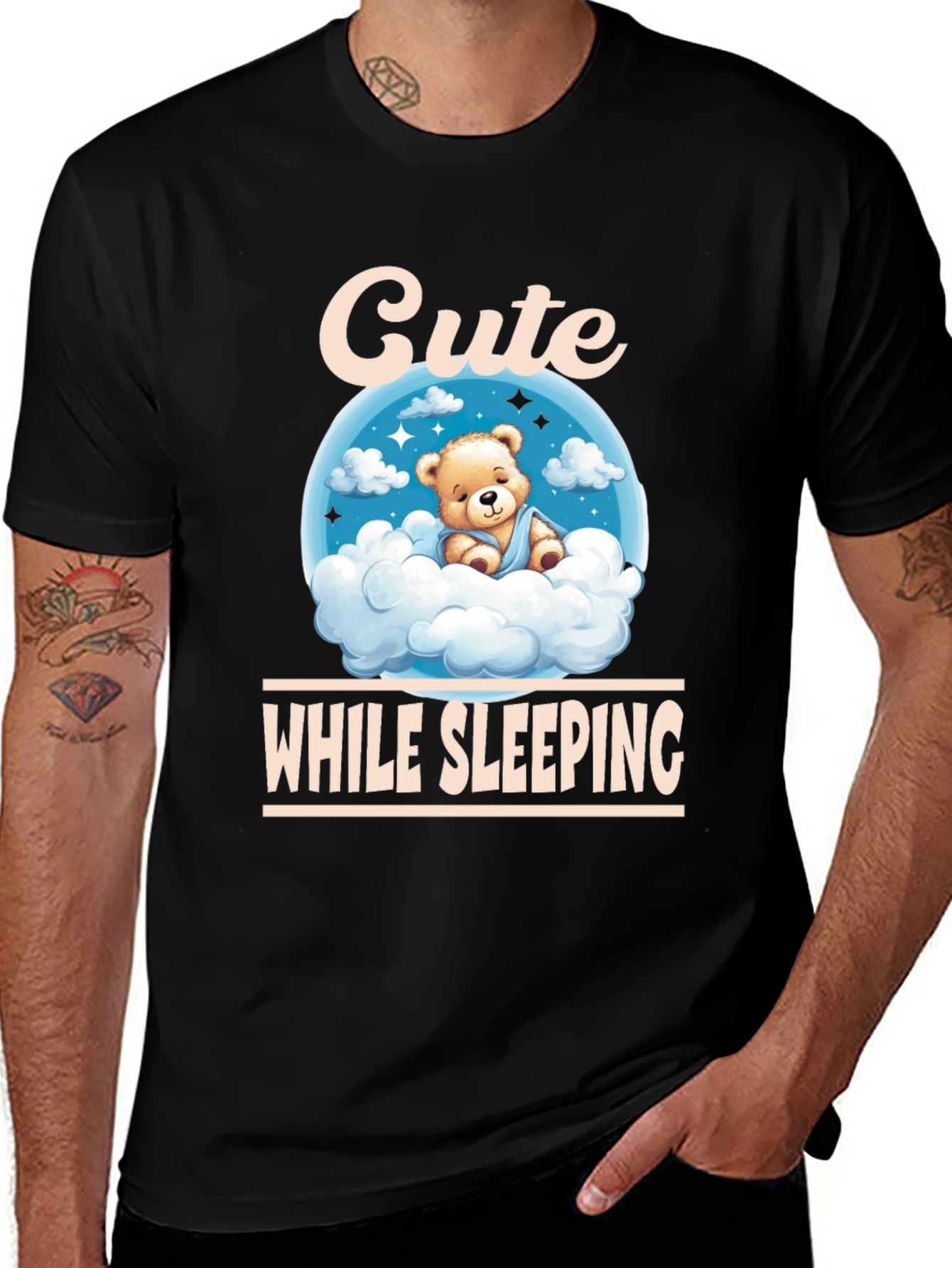 Cute While Sleeping Black T-Shirt