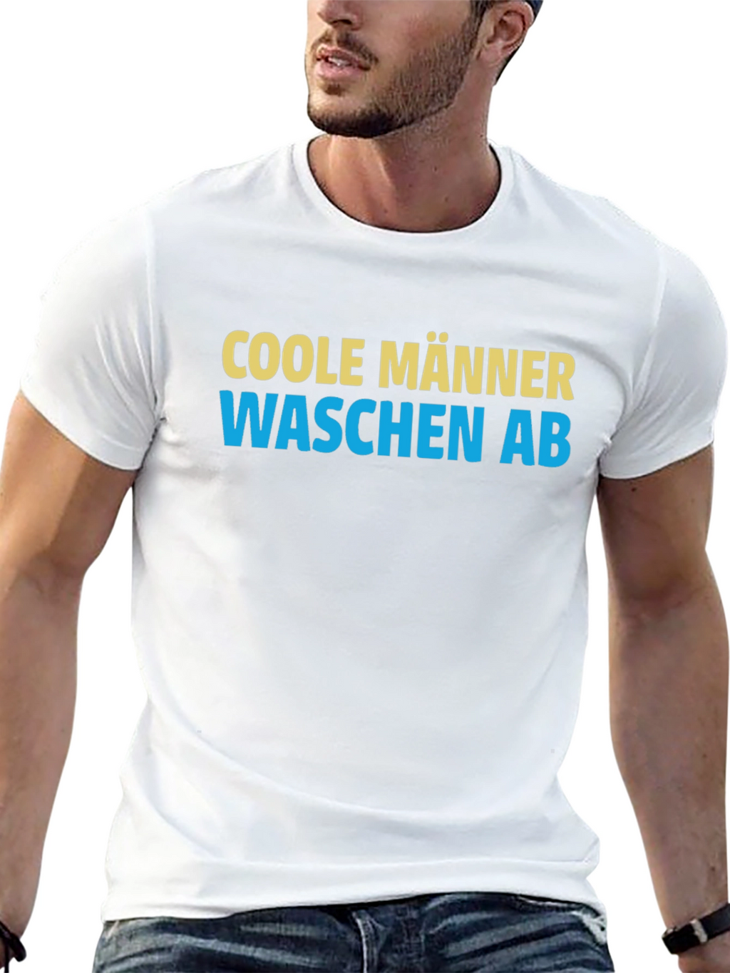 Cool Men Wash Up German Slogan Black T-Shirt