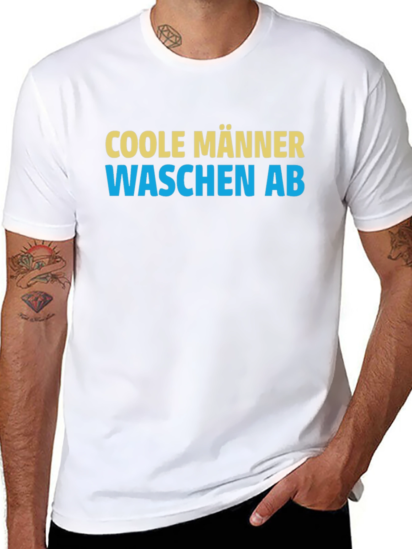 Cool Men Wash Up German Slogan Black T-Shirt