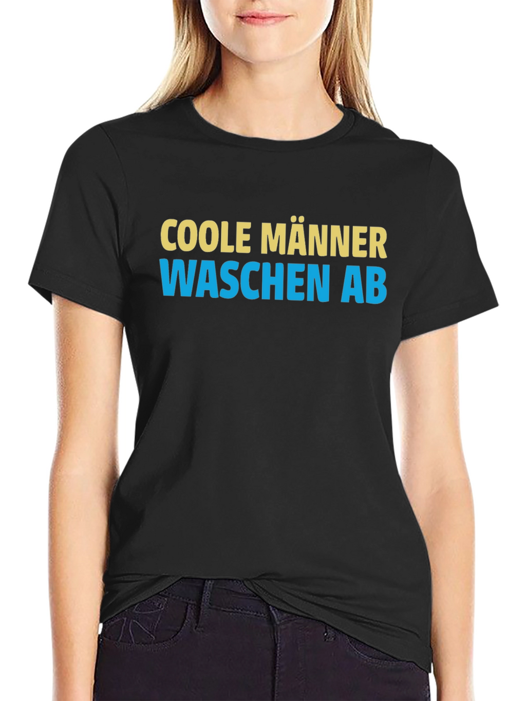 Cool Men Wash Up German Slogan Black T-Shirt