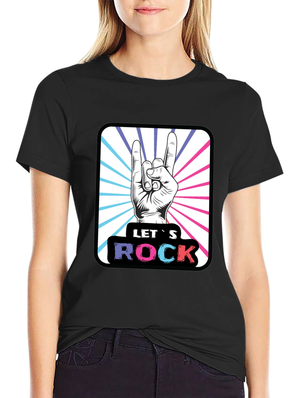 Lets Rock Hand Gesture Graphic Tee
