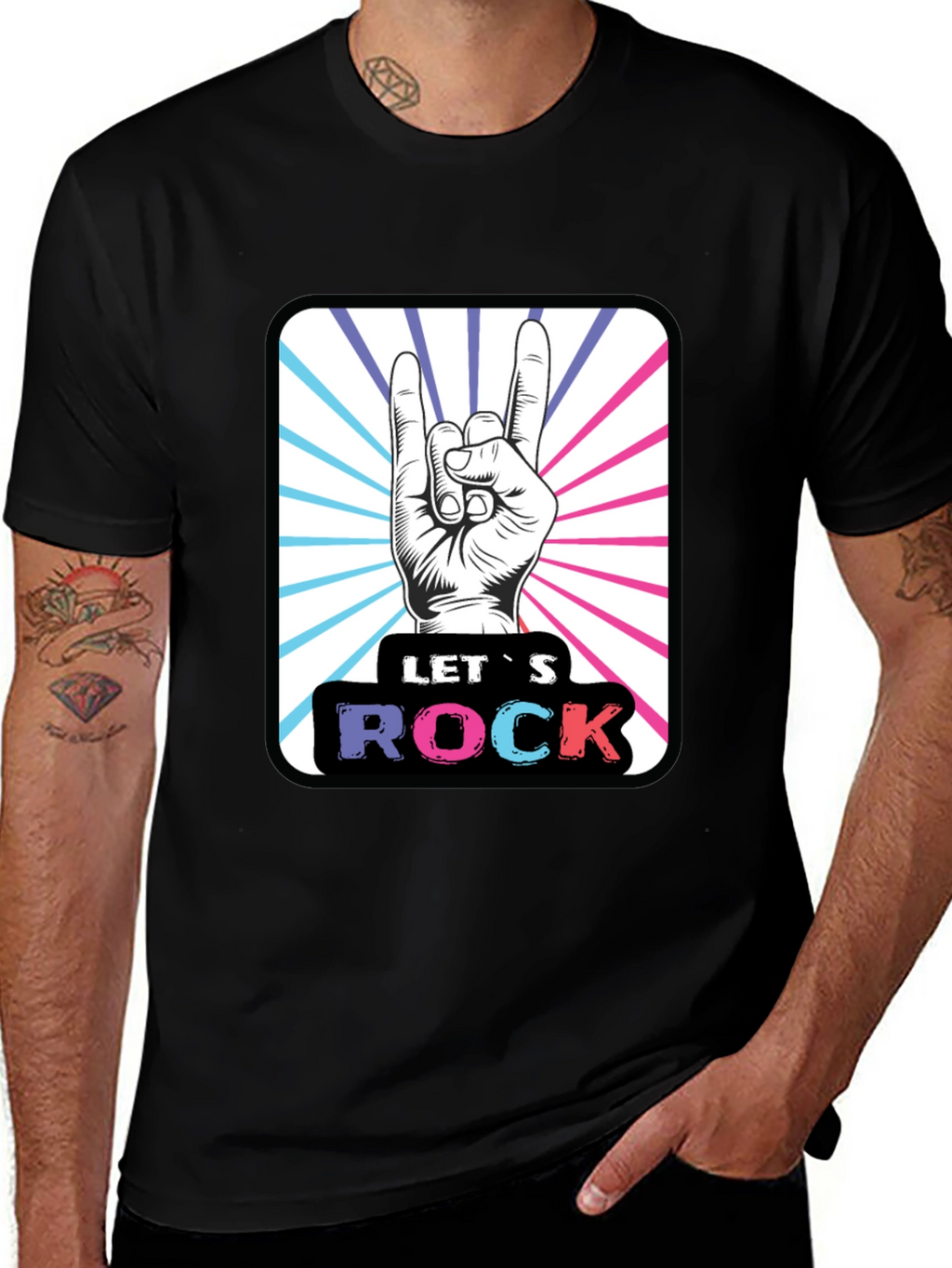 Lets Rock Hand Gesture Graphic Tee