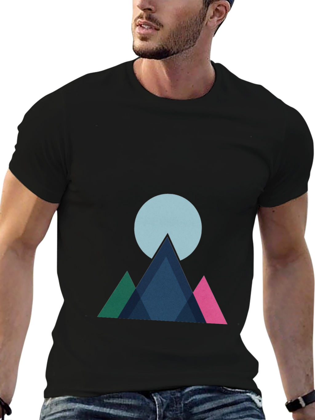 Geometric Mountain Graphic Tee - Modern Style