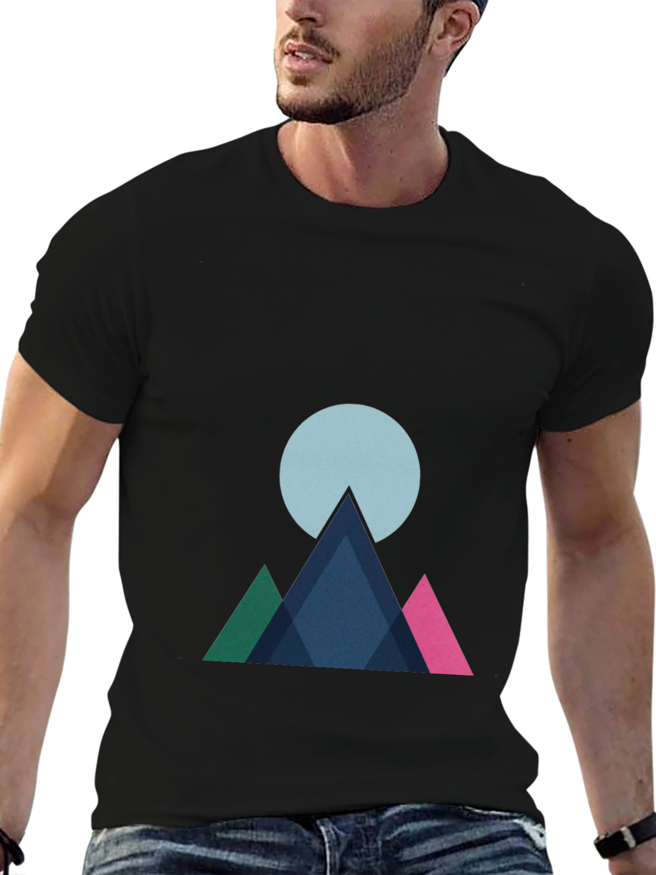 Geometric Mountain Graphic Tee - Modern Style