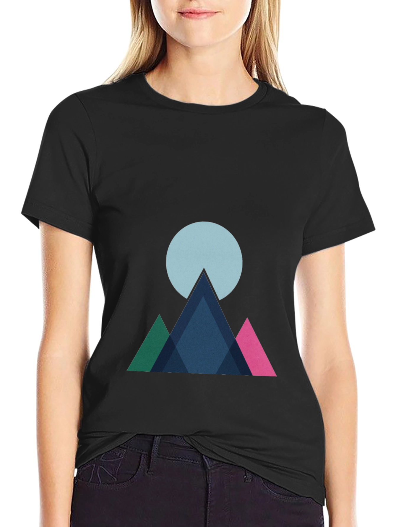 Geometric Mountain Graphic Tee - Modern Style