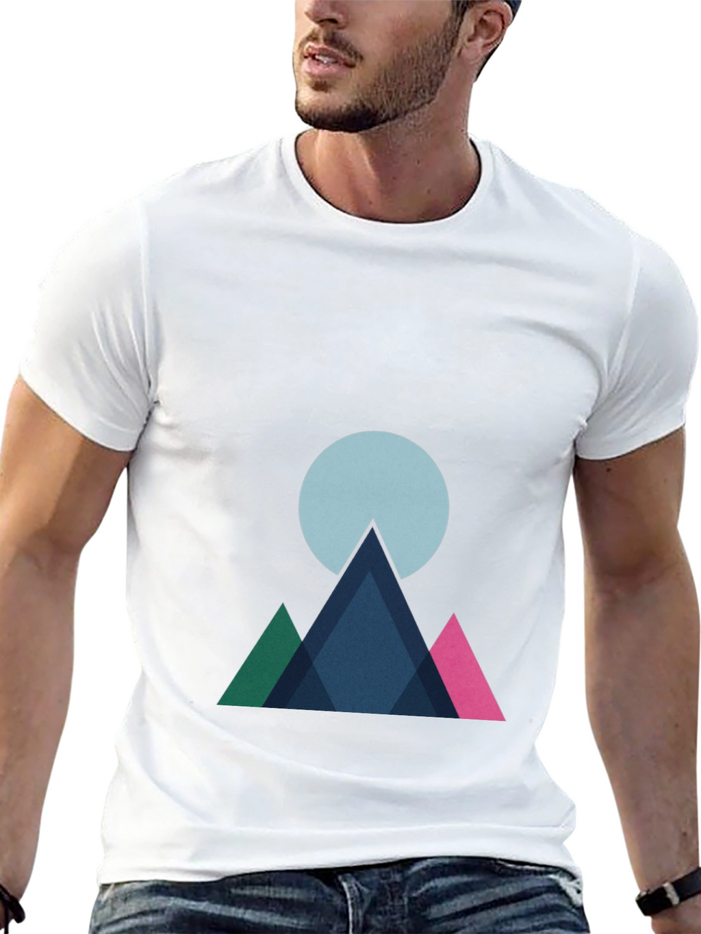 Geometric Mountain Graphic Tee - Modern Style