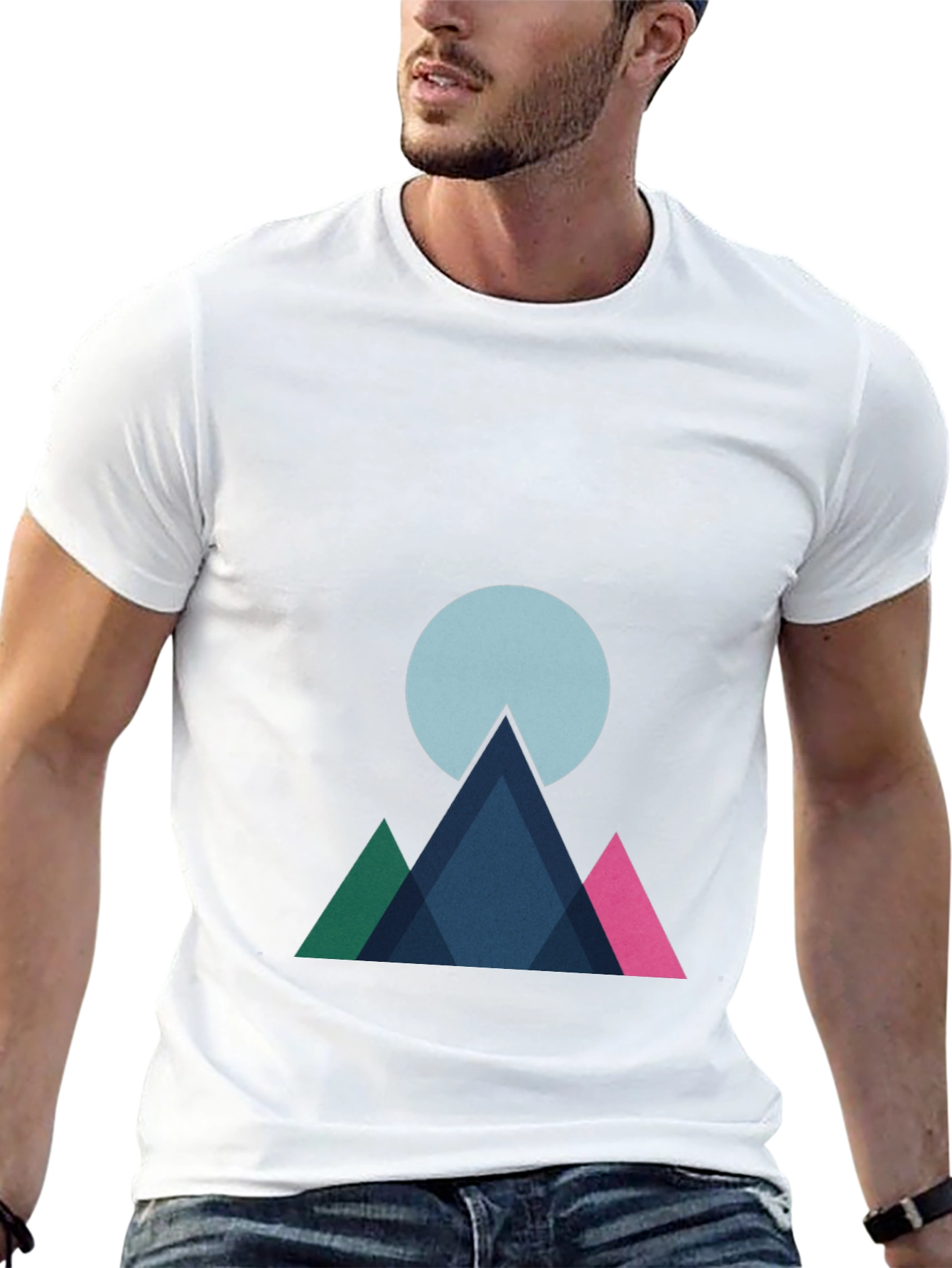 Geometric Mountain Graphic Tee - Modern Style