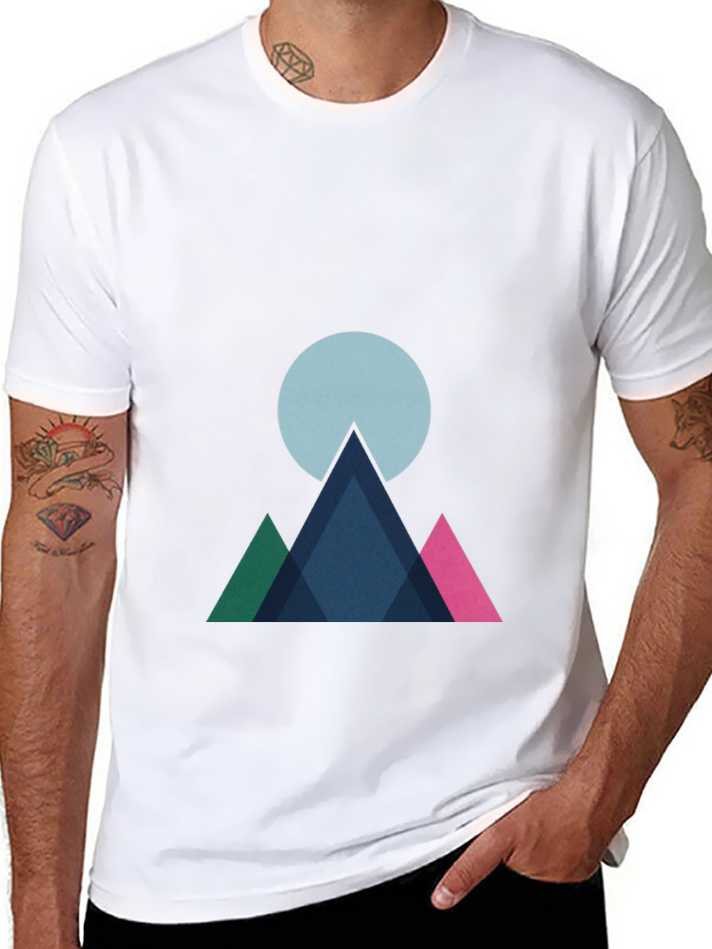 Geometric Mountain Graphic Tee - Modern Style
