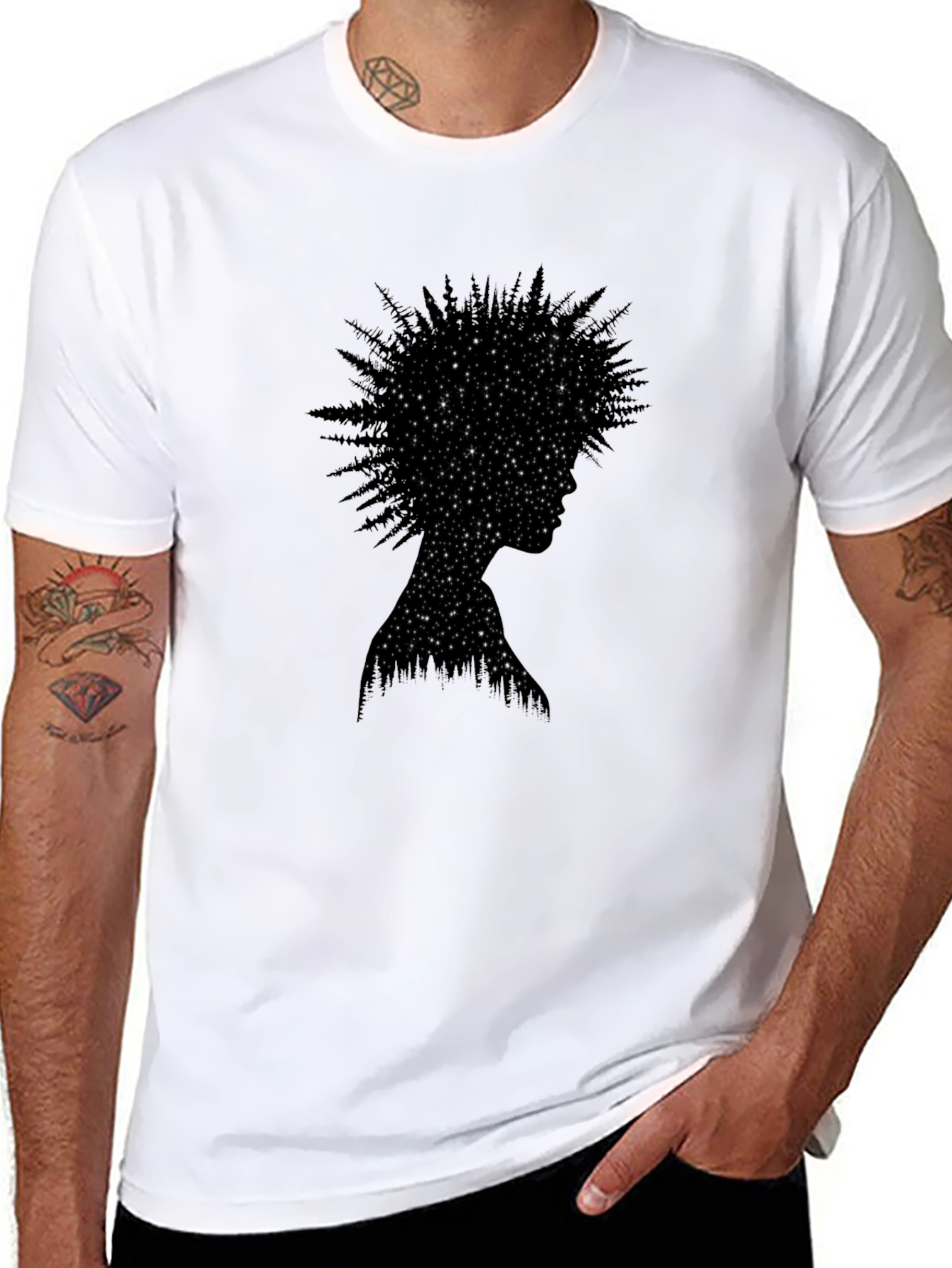 Starry Night Forest Silhouette Tee