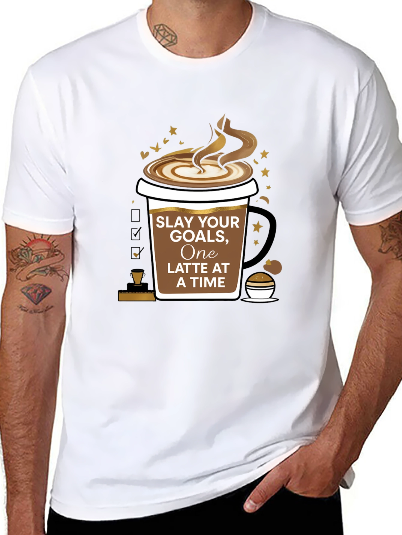 Slay Your Goals Coffee T-Shirt - One Latte at a Time