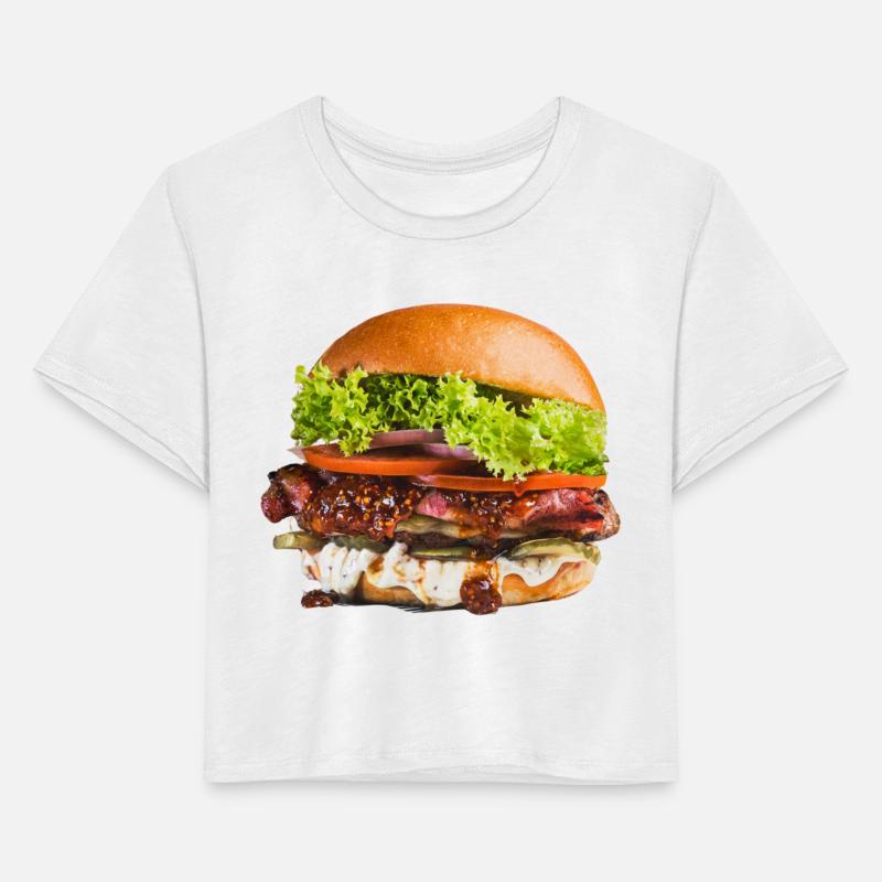Hamburger with beef patties, tomato, lettuce.