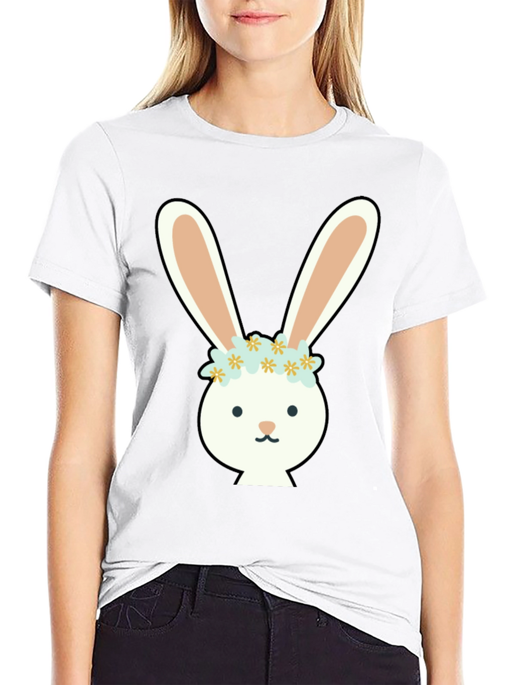 Bunny with Flower Crown Graphic Tee