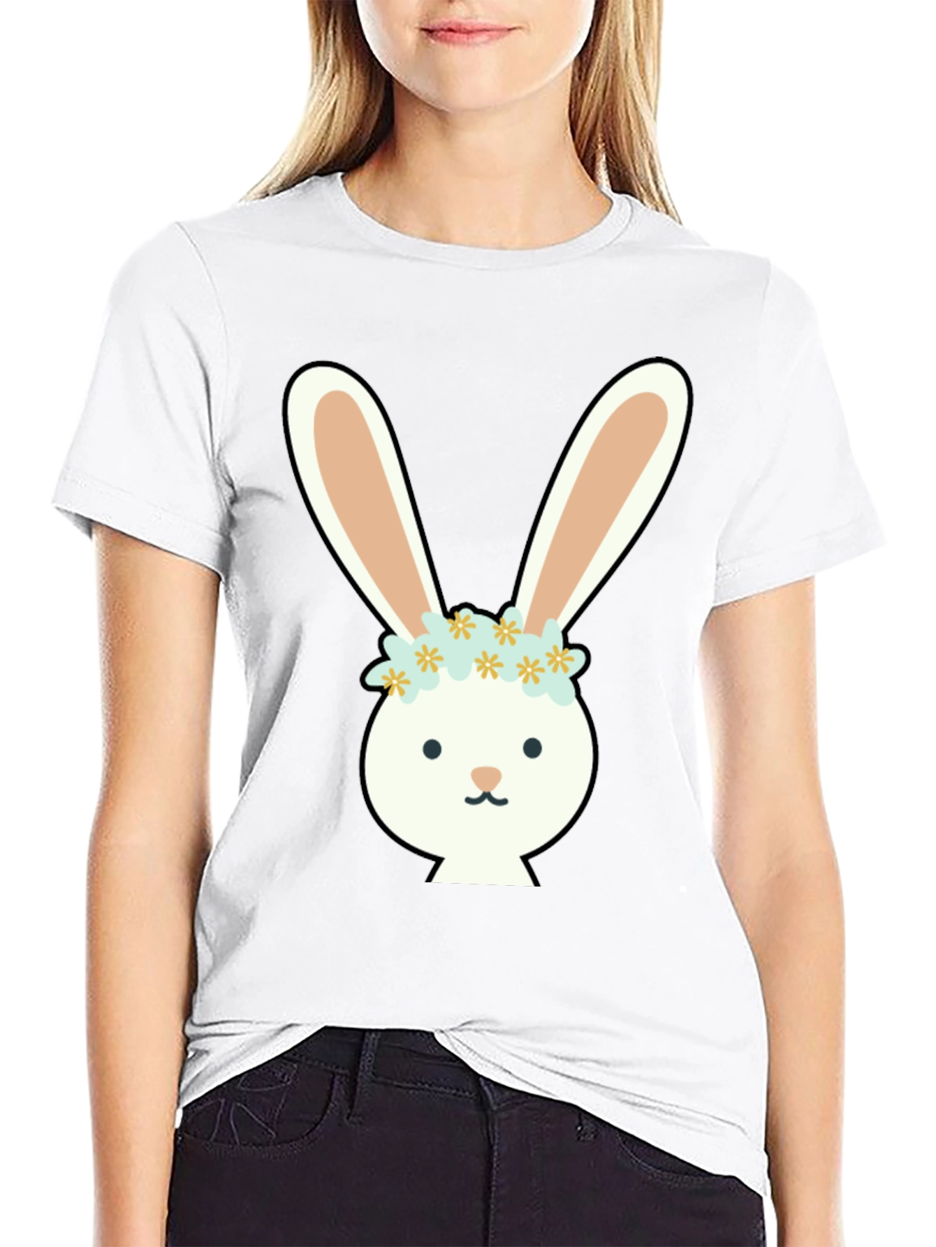 Bunny with Flower Crown Graphic Tee