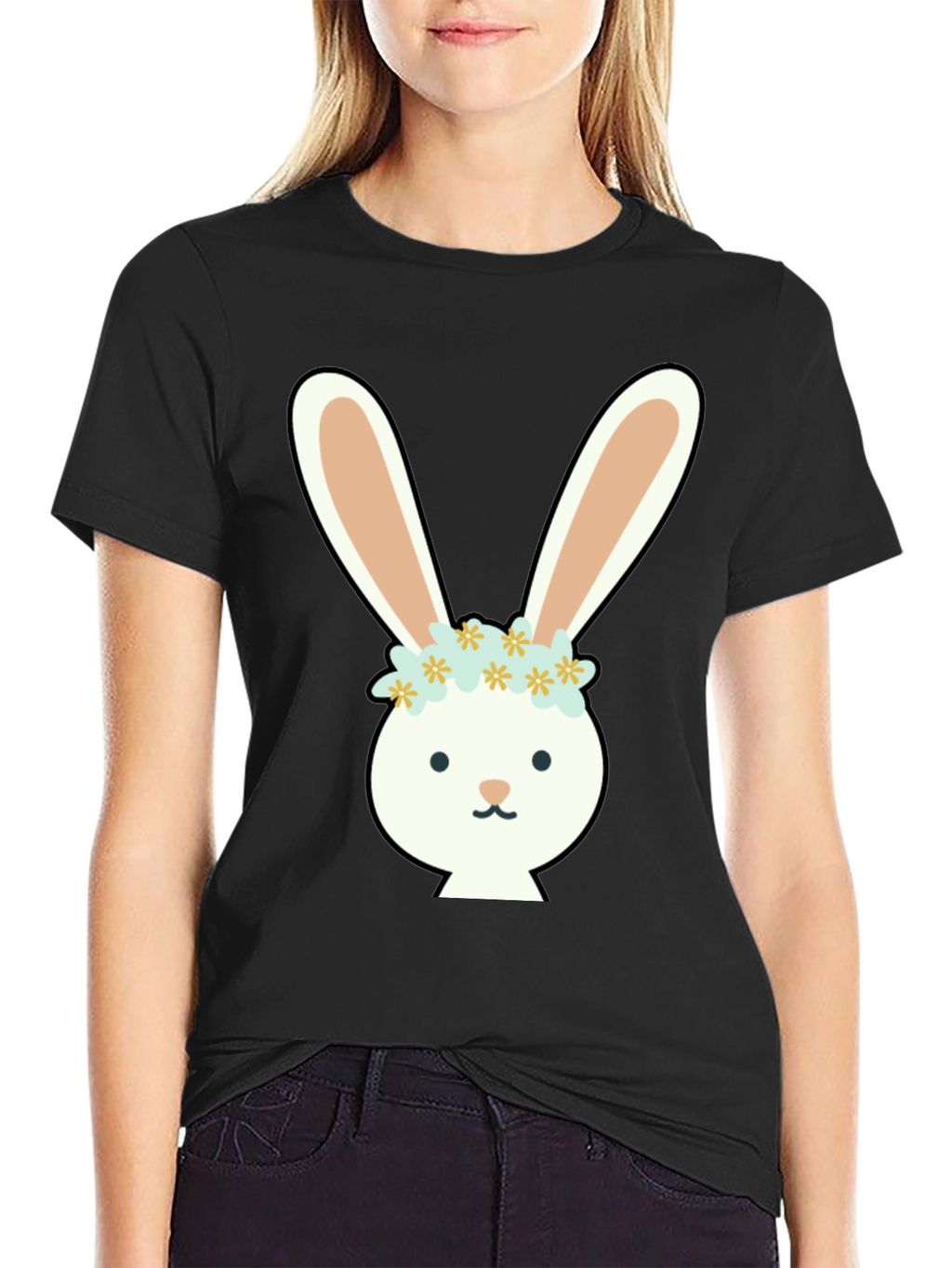 Bunny with Flower Crown Graphic Tee