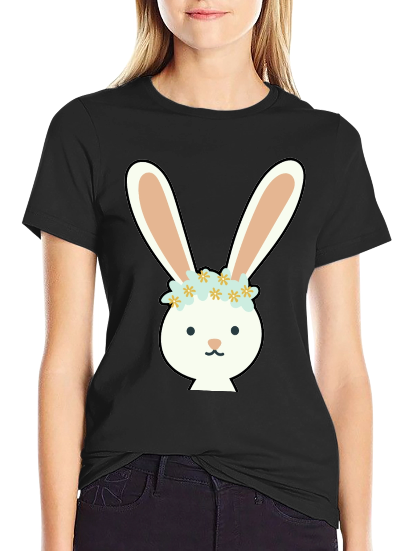 Bunny with Flower Crown Graphic Tee
