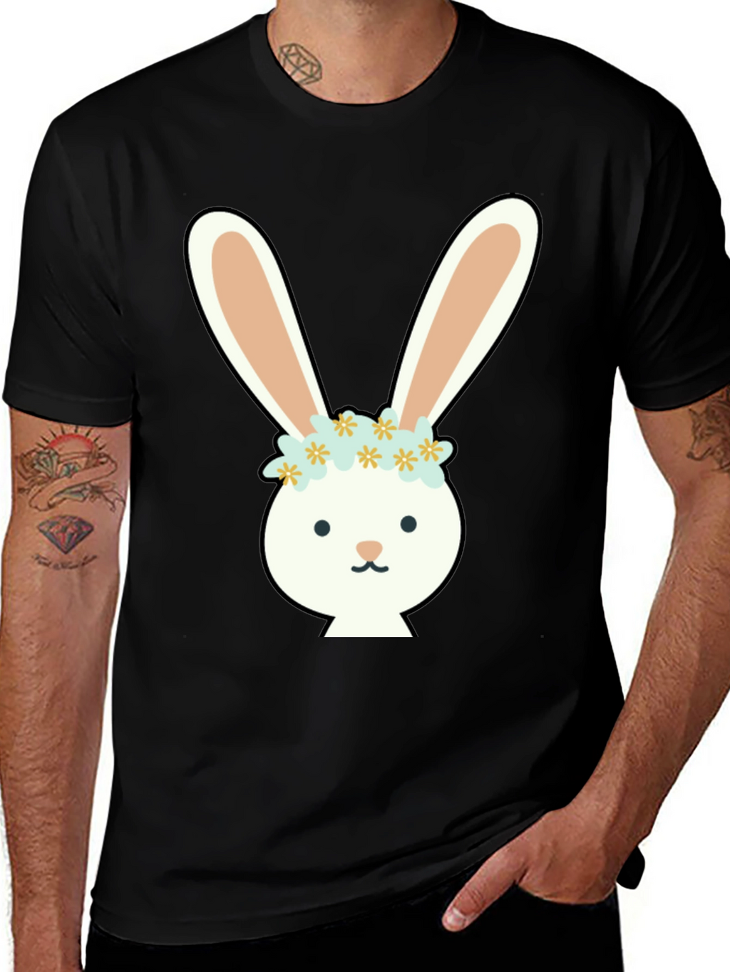 Bunny with Flower Crown Graphic Tee