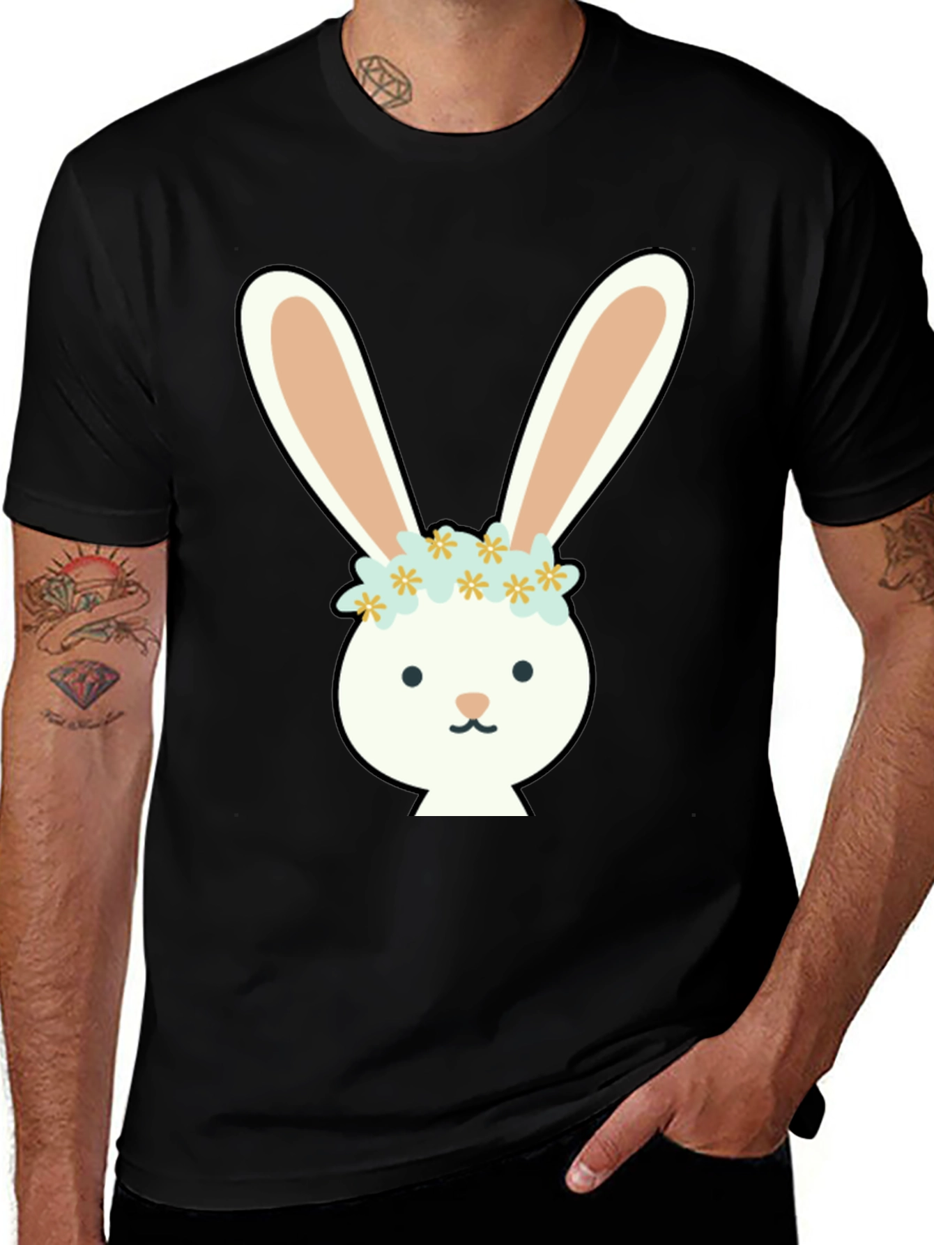 Bunny with Flower Crown Graphic Tee