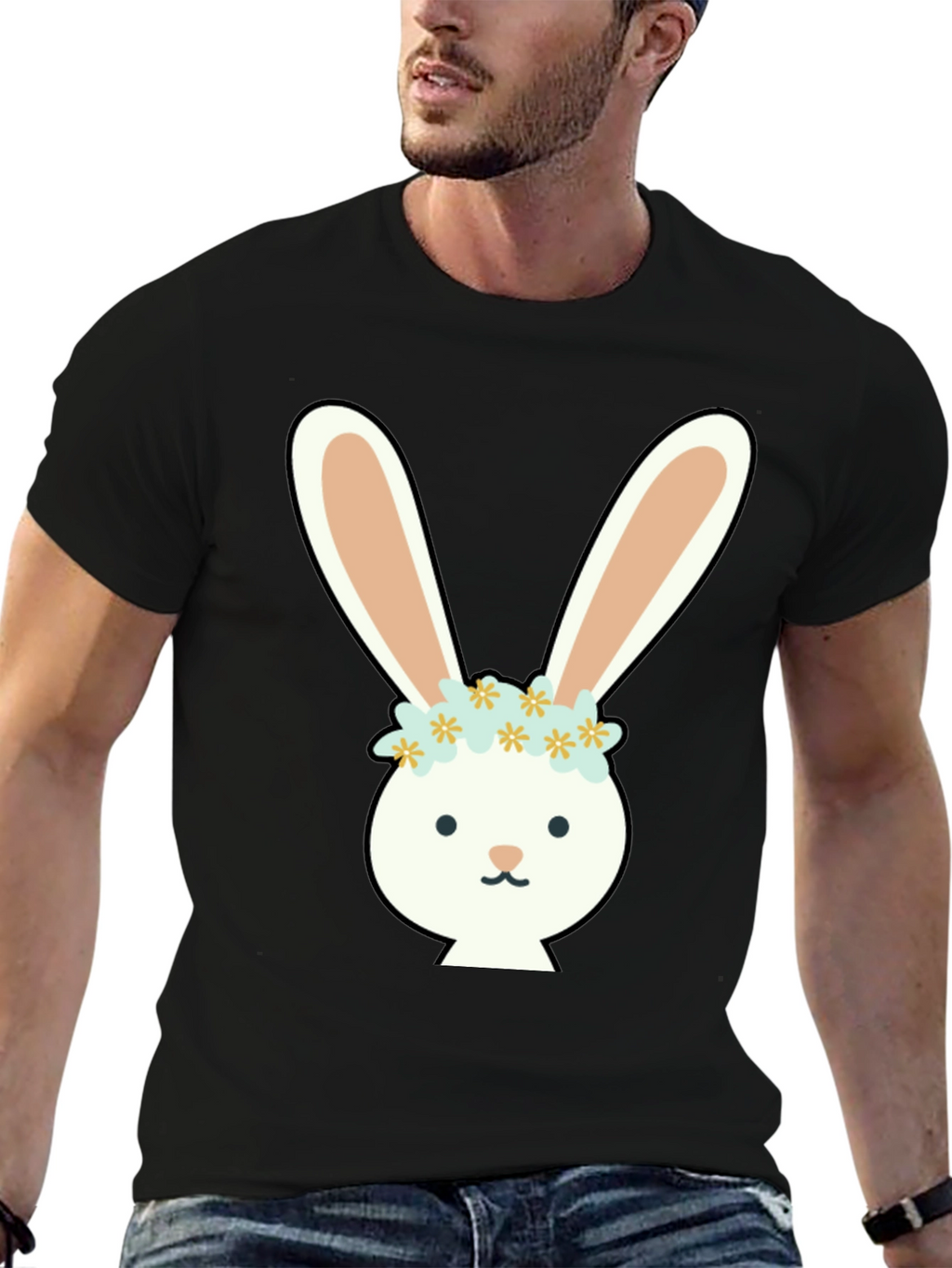 Bunny with Flower Crown Graphic Tee