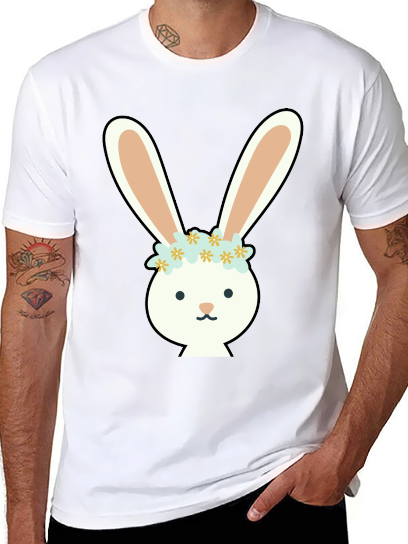 Bunny with Flower Crown Graphic Tee