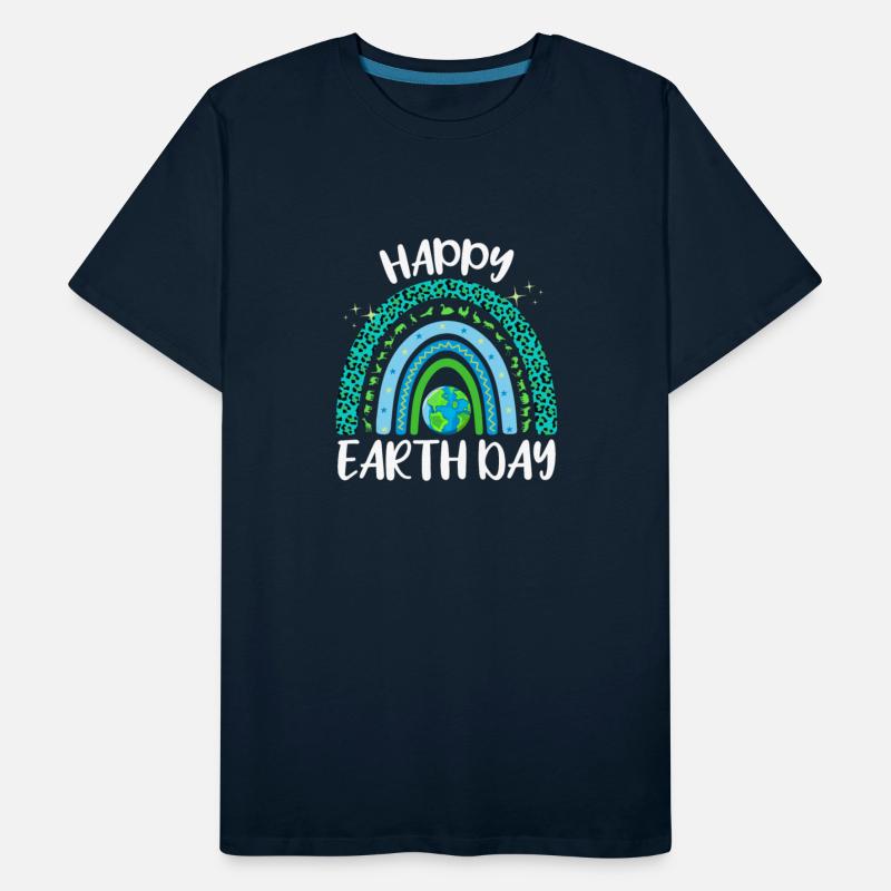 Happy Earth Day Planet with Rainbow