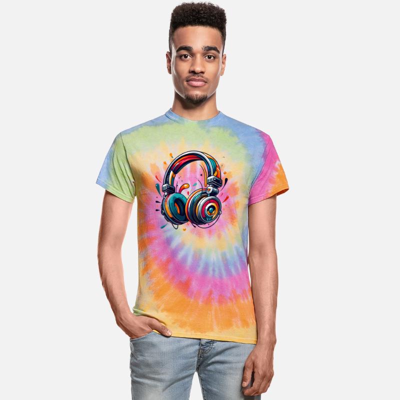 Headphones in a dynamic abstract art style