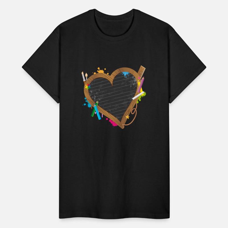 Heart shaped blackboard with school supplies