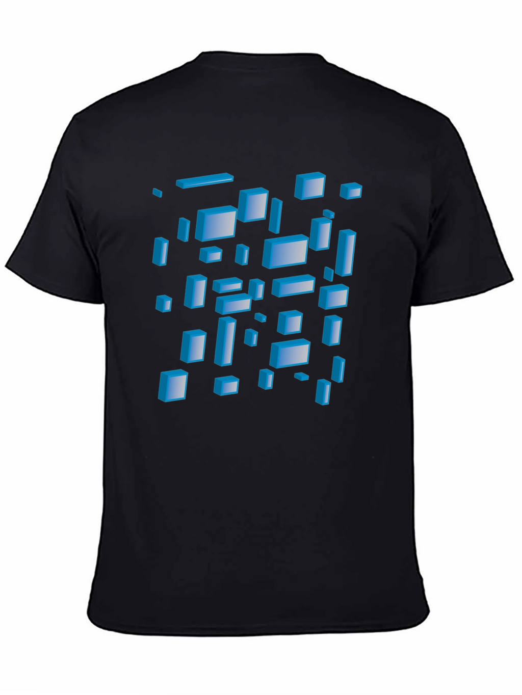 Abstract 3D Blocks Graphic T-Shirt - Black