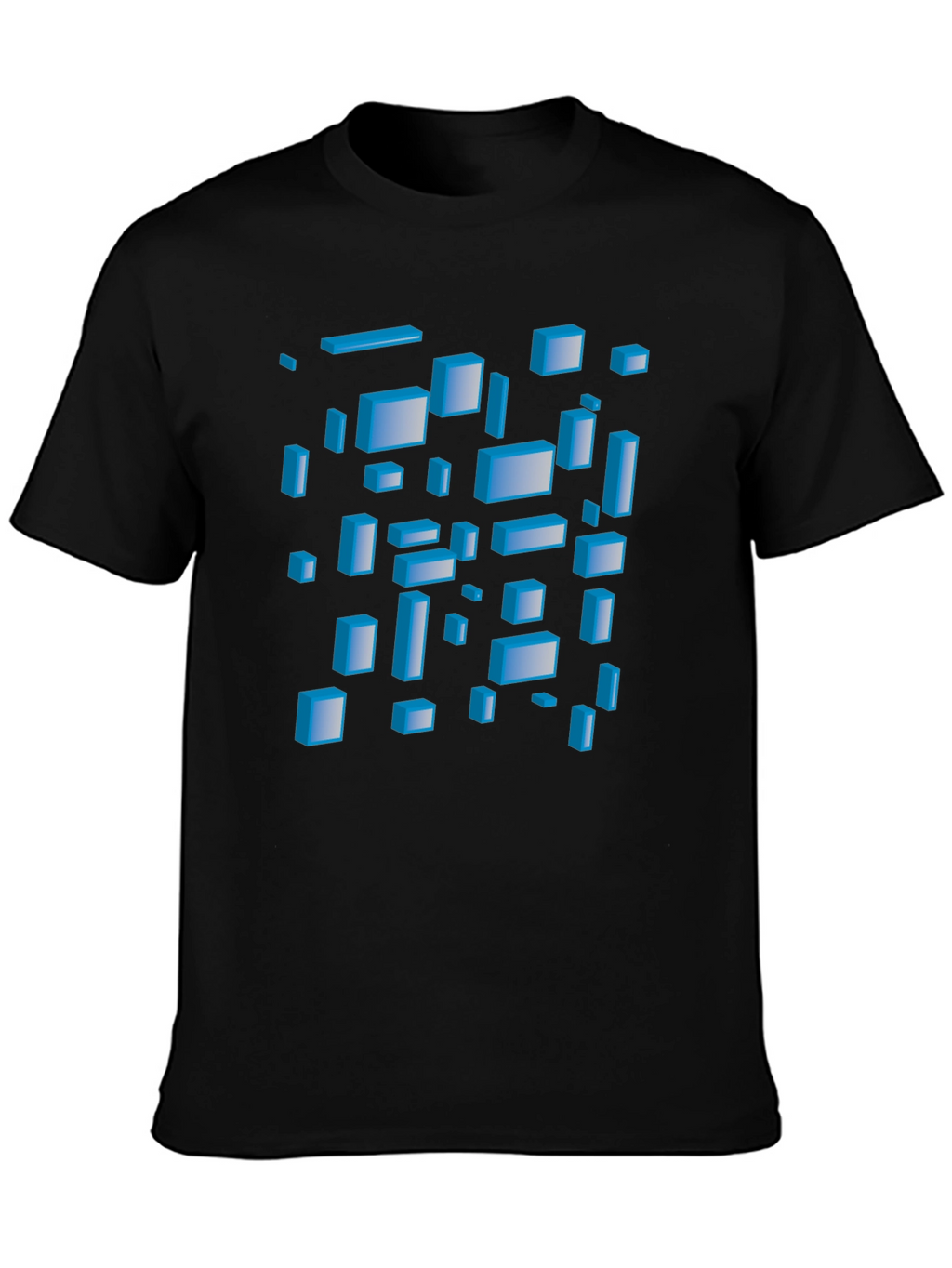 Abstract 3D Blocks Graphic T-Shirt - Black