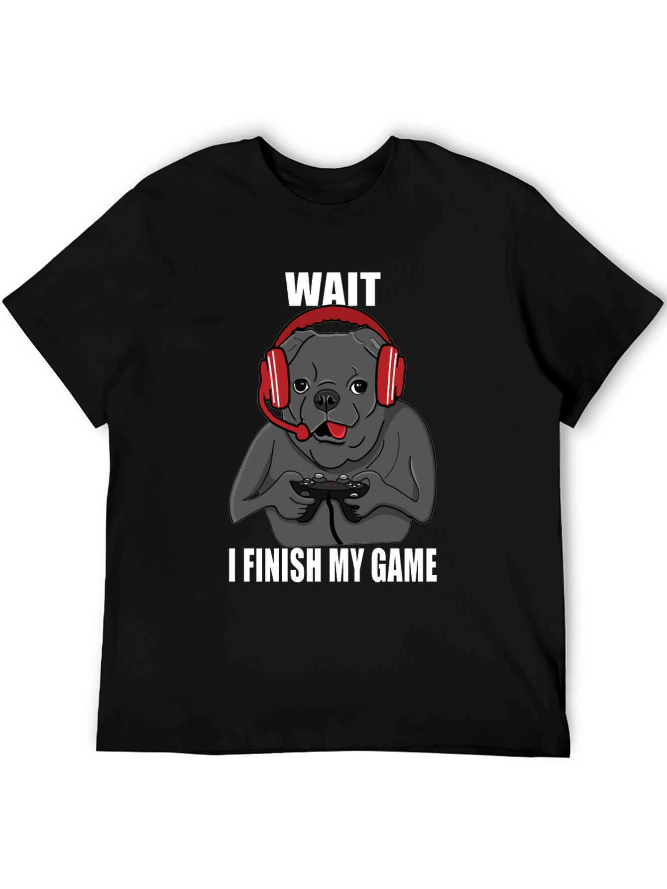 Gamer Bulldog Graphic Tee - Wait I Finish My Game!